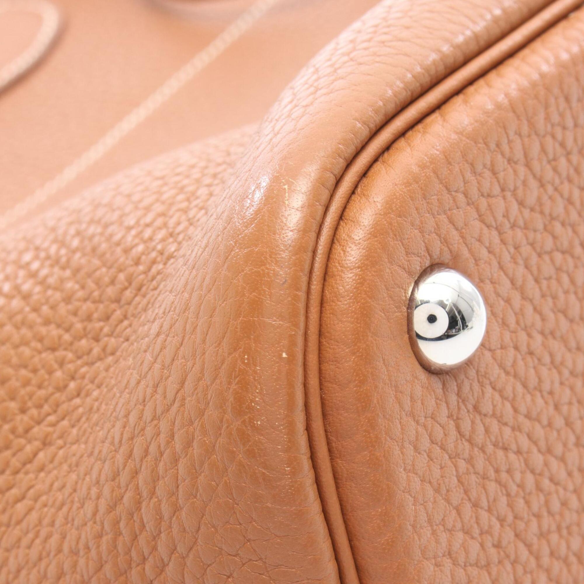 Hermes Gold Taurillon Clemence Leather Leather Handbag (Pre-Owned)