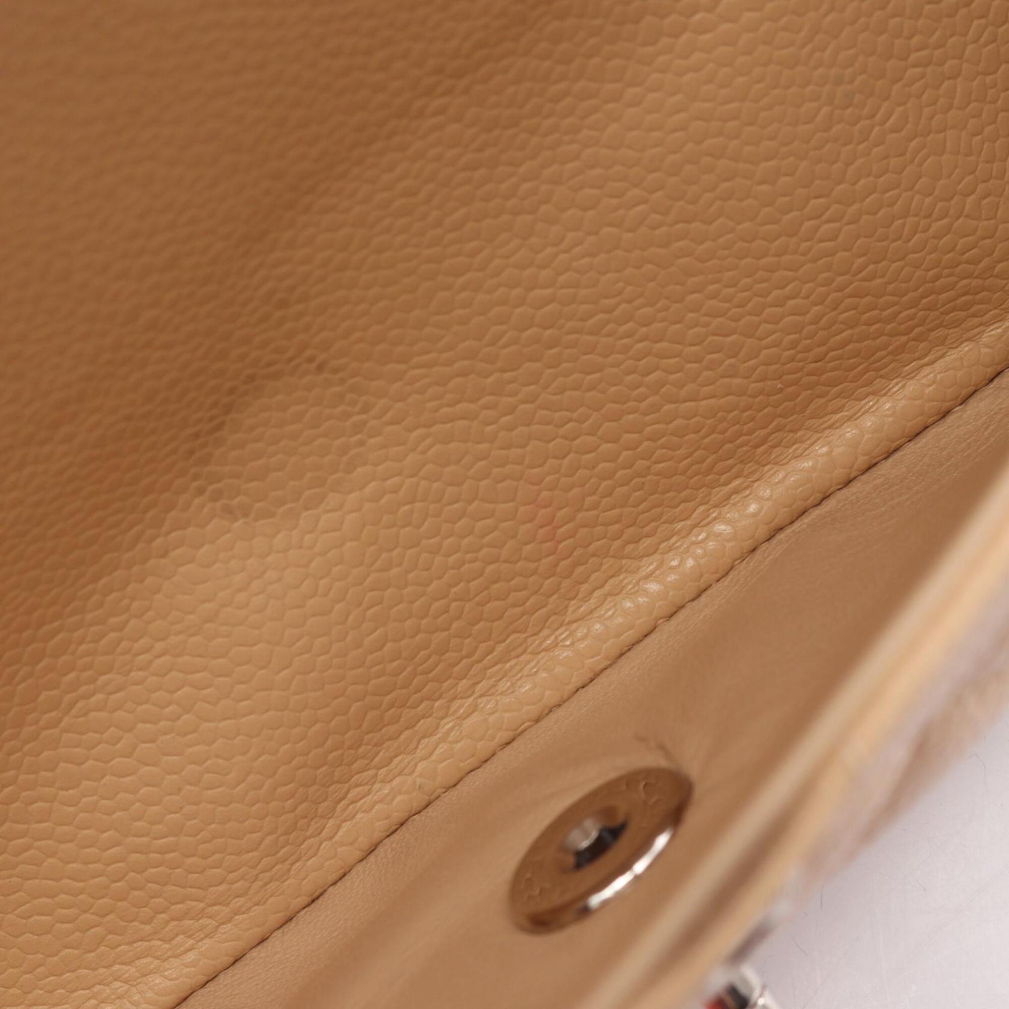 Chanel Beige Grained Calfskin Handbag Shoulder Bag (Pre-Owned)