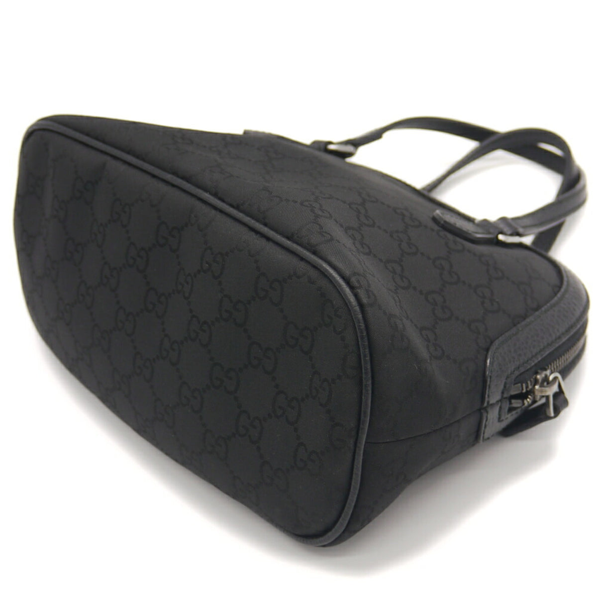 Gucci Black Nylon Leather Handbag Shoulder Bag (Pre-Owned)