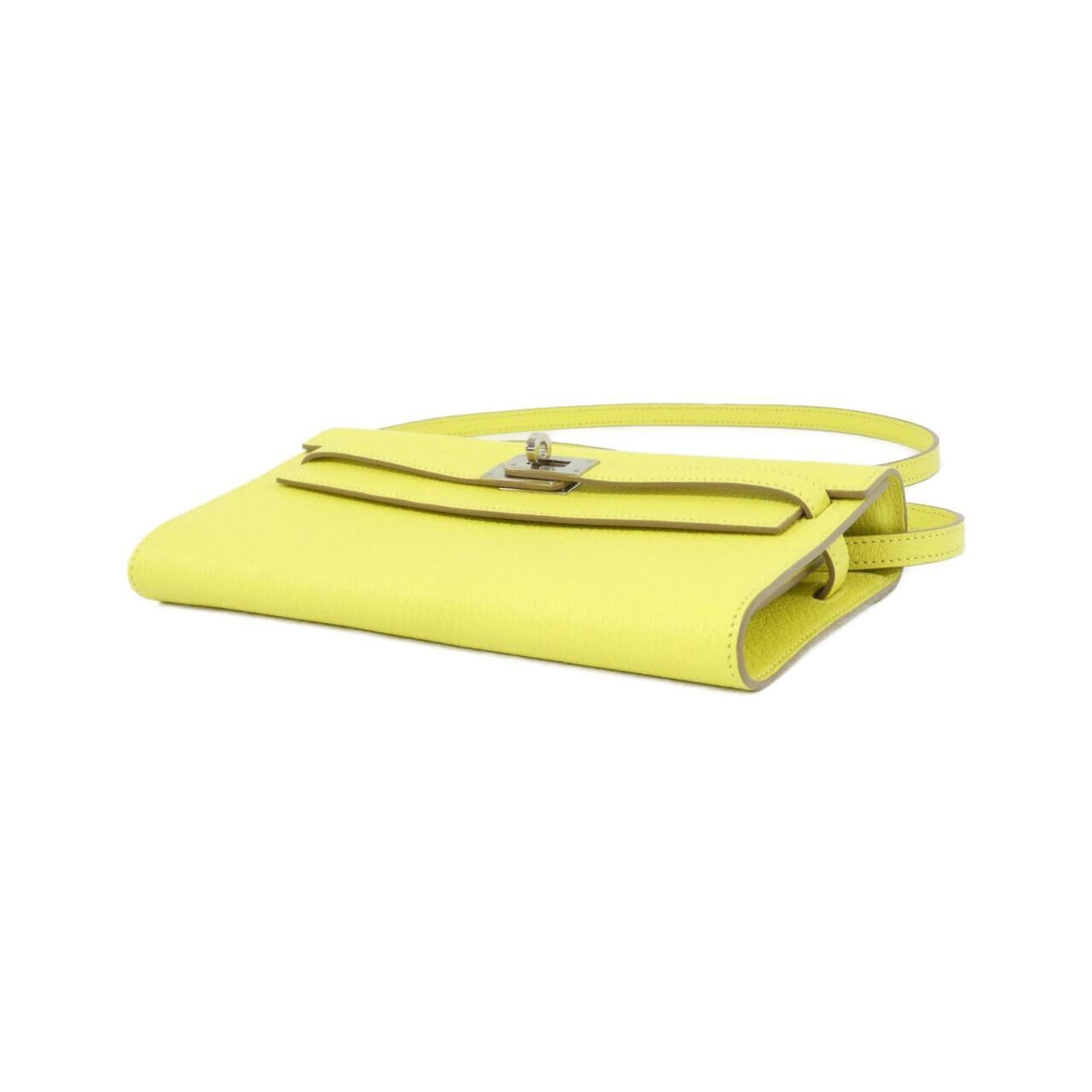 Hermes Kelly Lime Chevre Leather Chain/Shoulder Wallet (Pre-Owned)