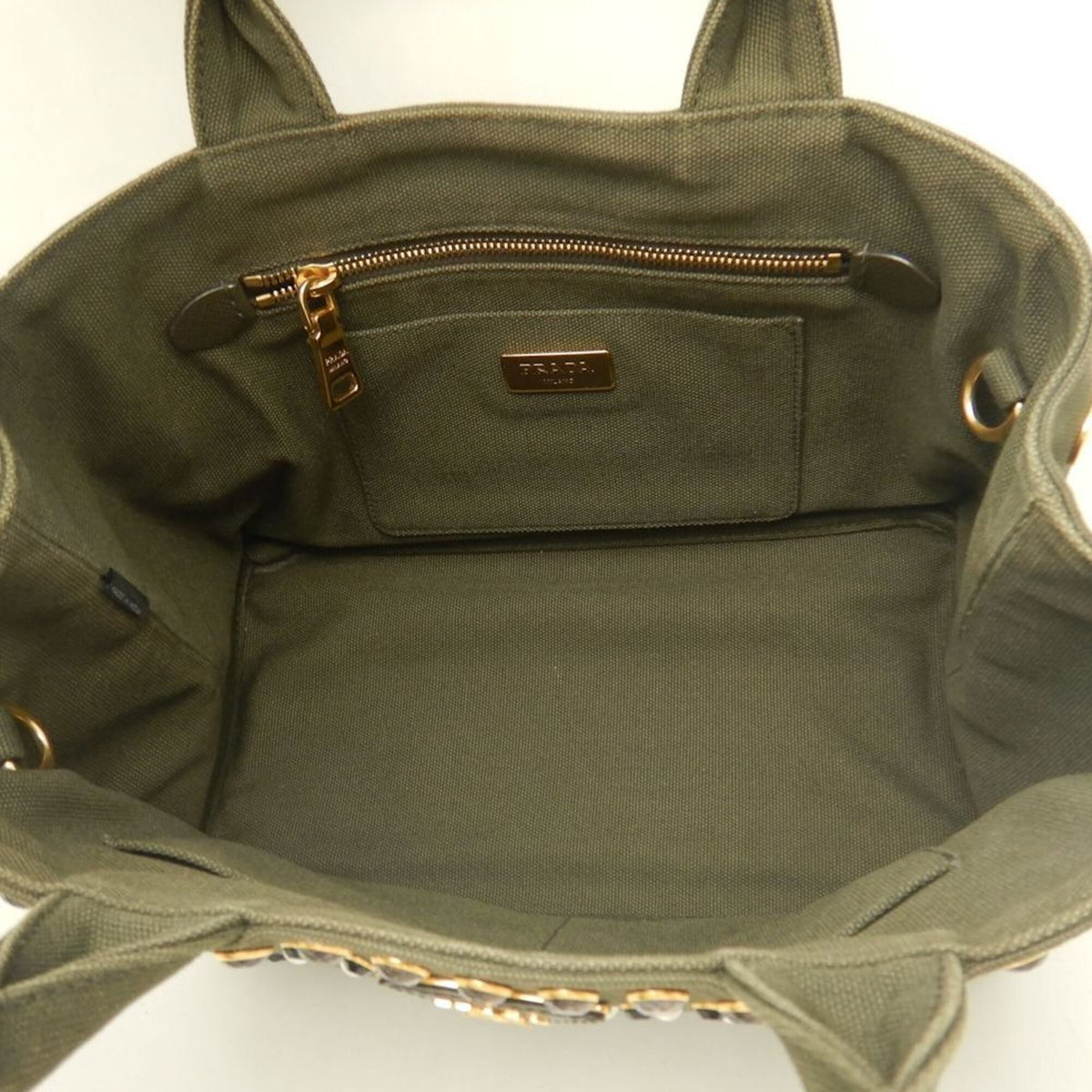 Prada Green Khaki Canvas Tote Bag (Pre-Owned)