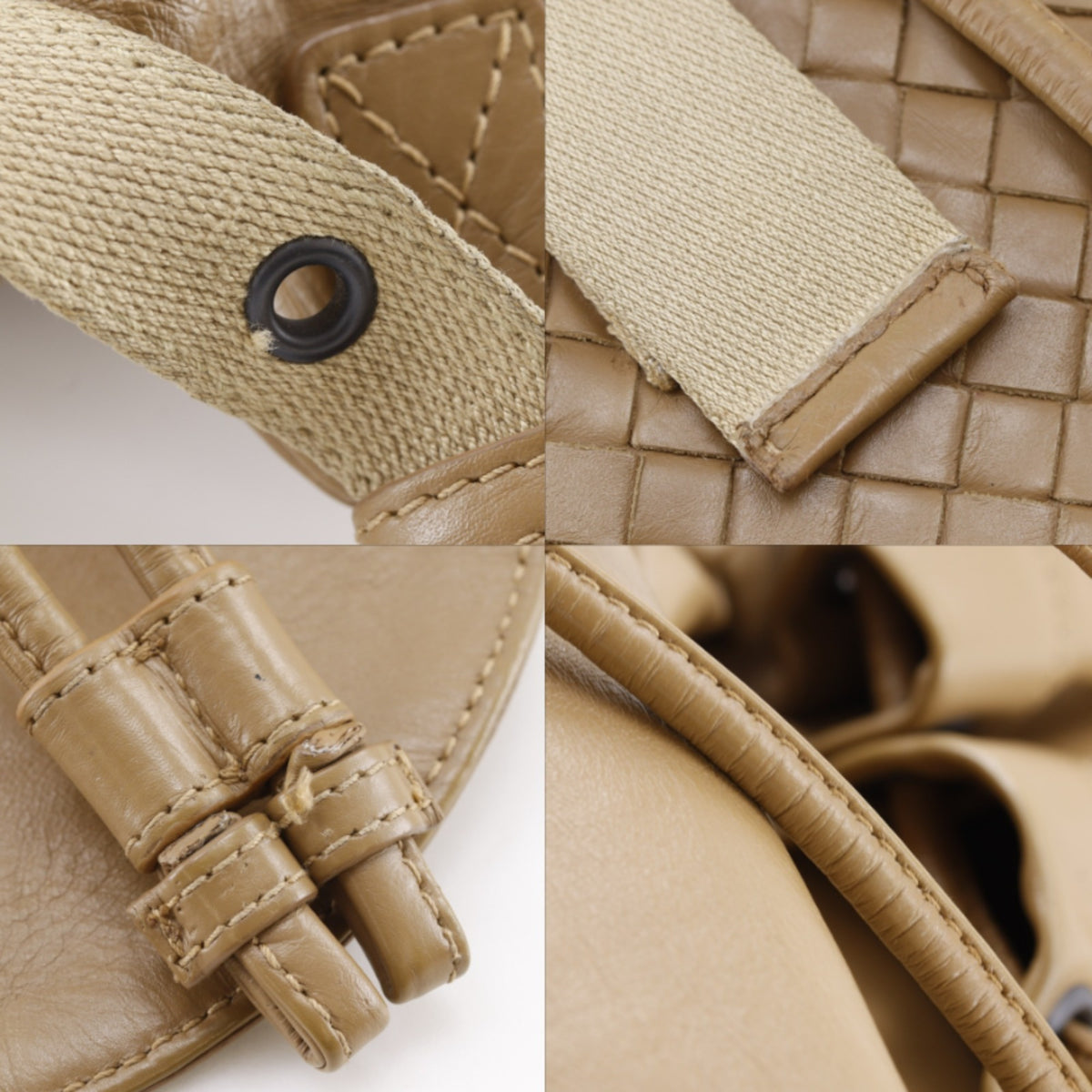 Bottega Veneta Intrecciato Beige Leather Backpack (Pre-Owned)