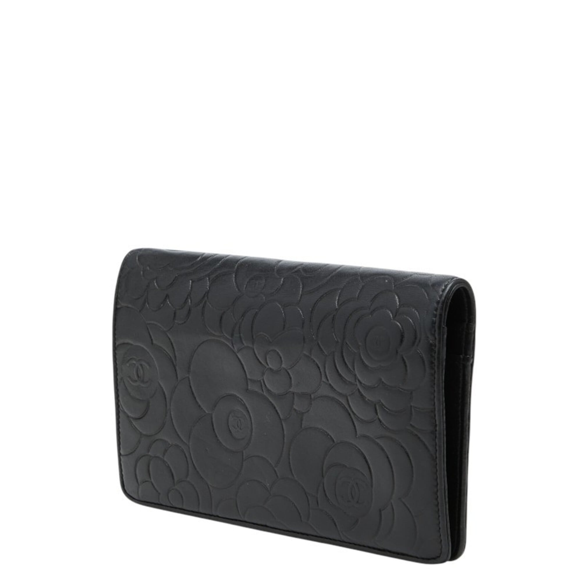 Chanel Black Leather Long Wallet (Bi-Fold) (Pre-Owned)