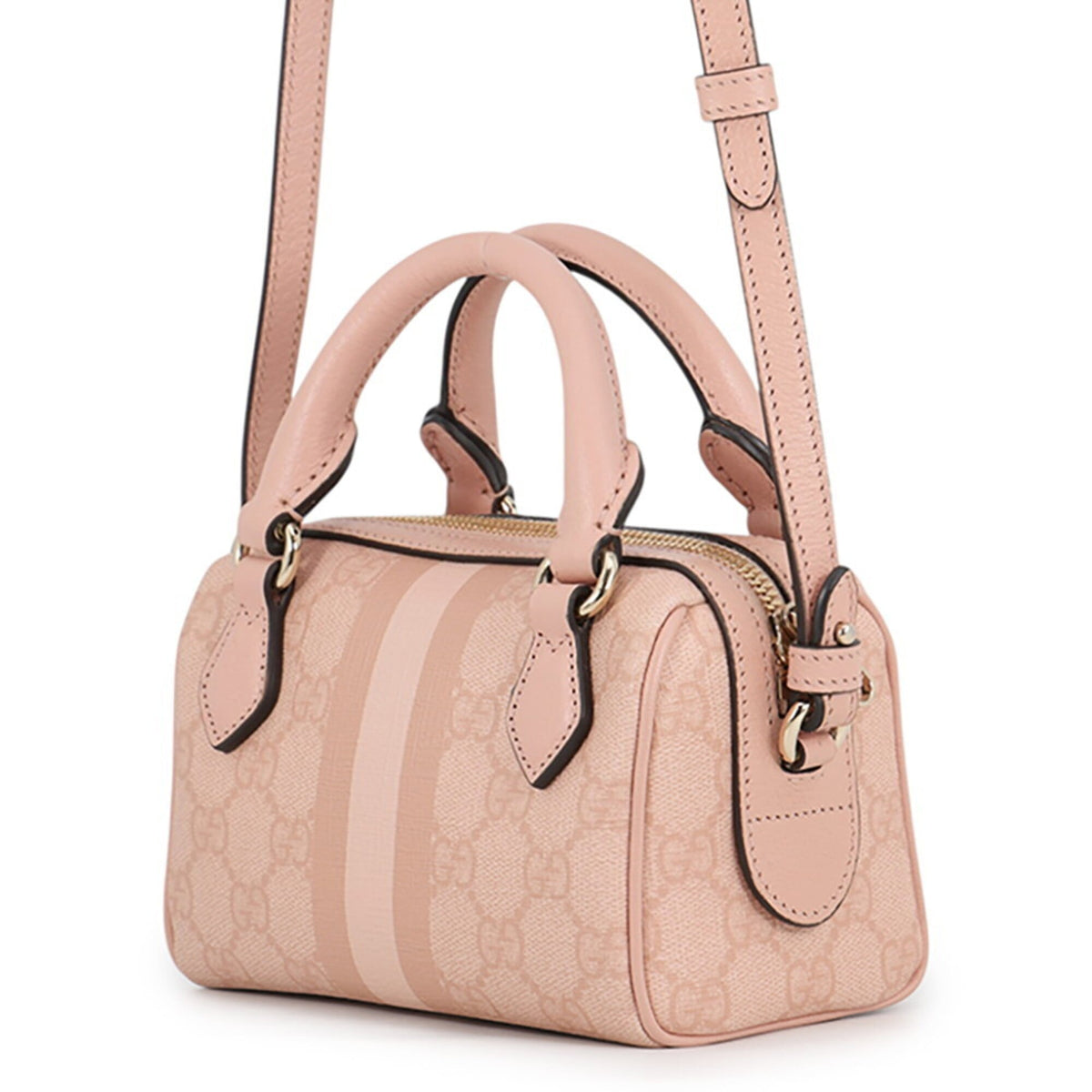 Gucci Pink Gg Supreme Boston Bag Handbag (Pre-Owned)