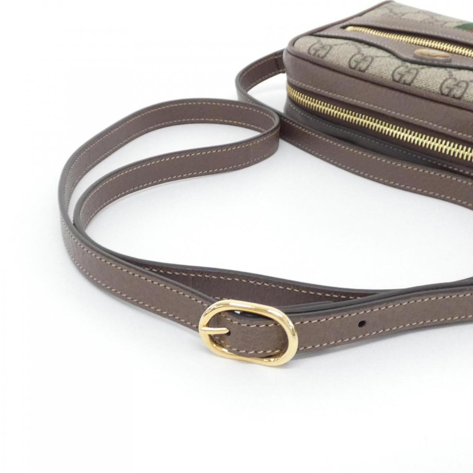 Gucci Beige Brown Gg Supreme Leather Shoulder Bag (Pre-Owned)