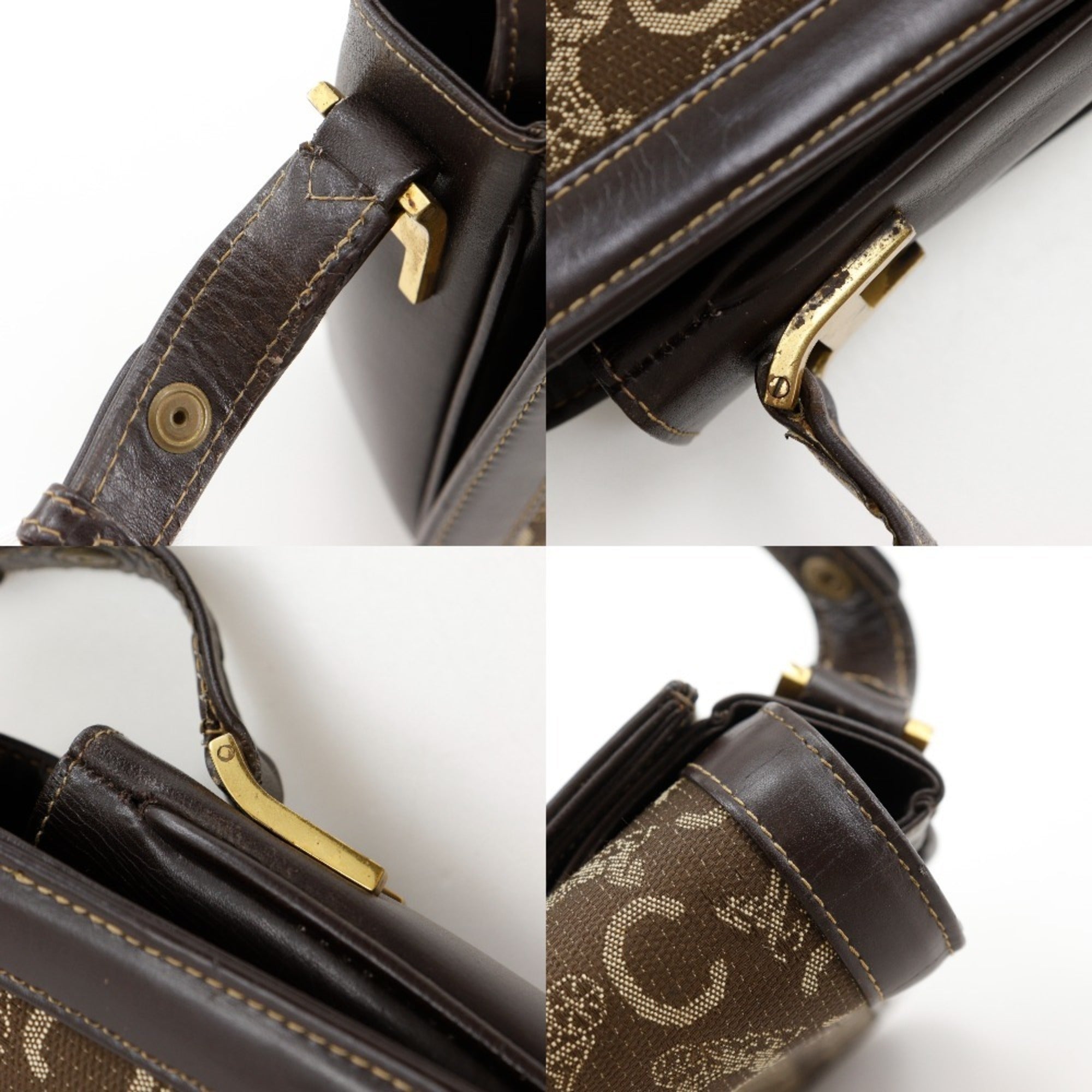 Celine Brown Canvas Leather Handbag (Pre-Owned)