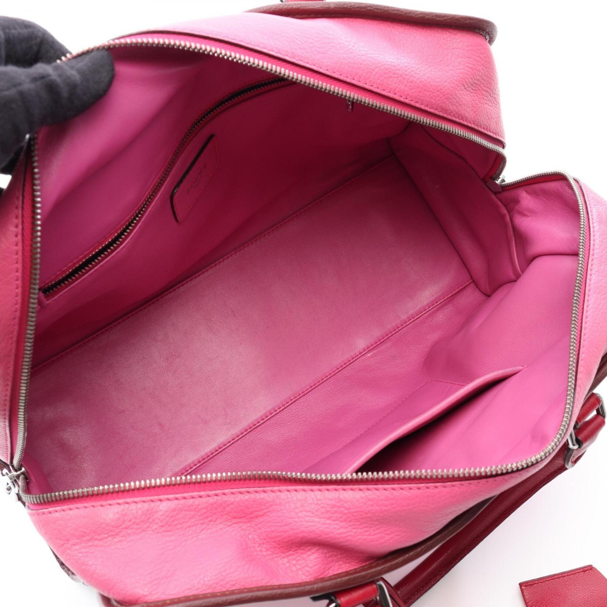 Loewe Brown Pink Red Color Leather Handbag (Pre-Owned)