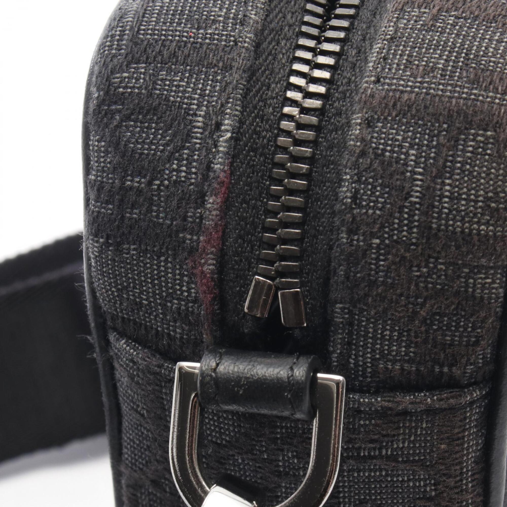 Christian Dior Black Gray Canvas Leather Handbag Shoulder Bag (Pre-Owned)