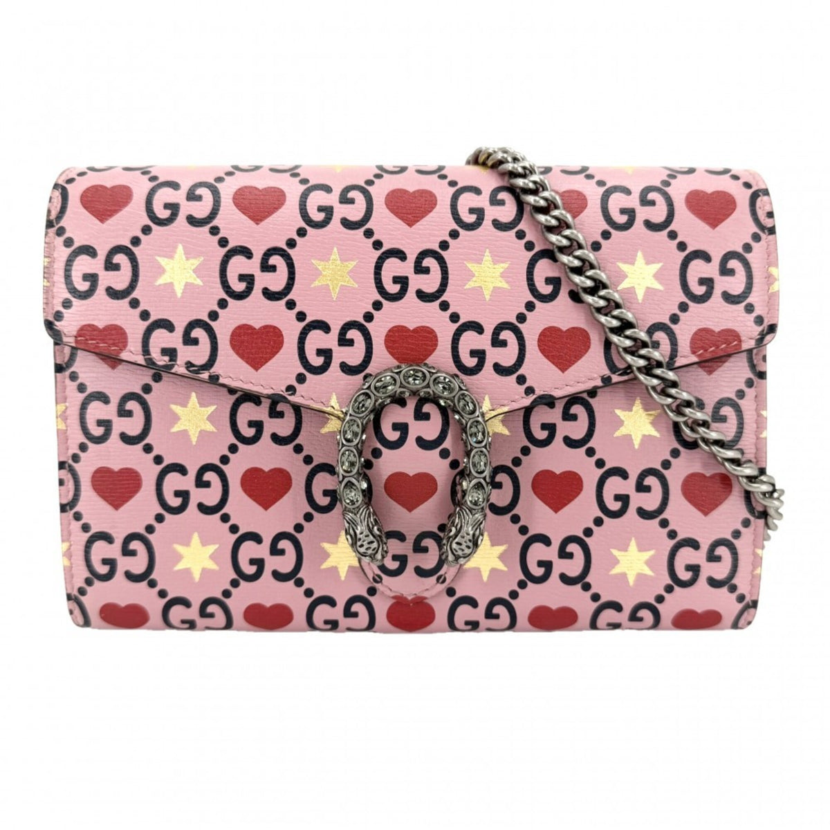 Gucci Pink Red Color Leather Shoulder Bag (Pre-Owned)