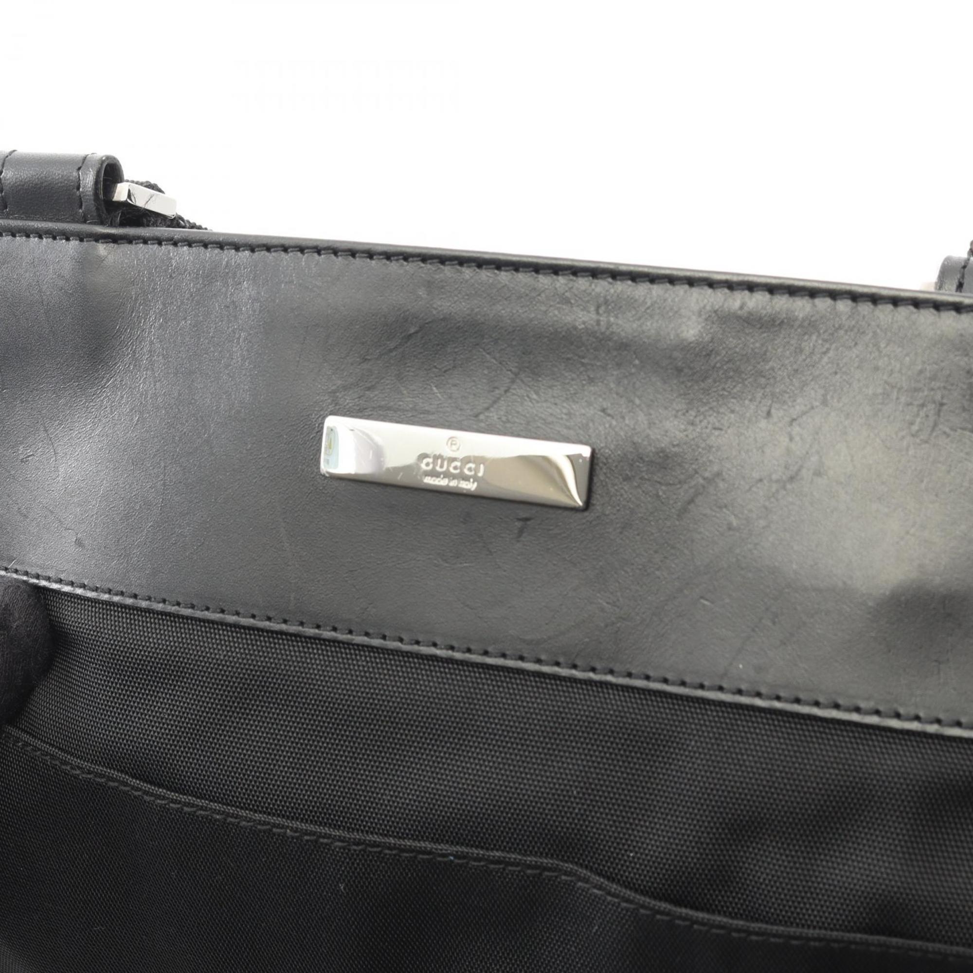 Gucci Black Canvas Leather Shoulder Bag (Pre-Owned)