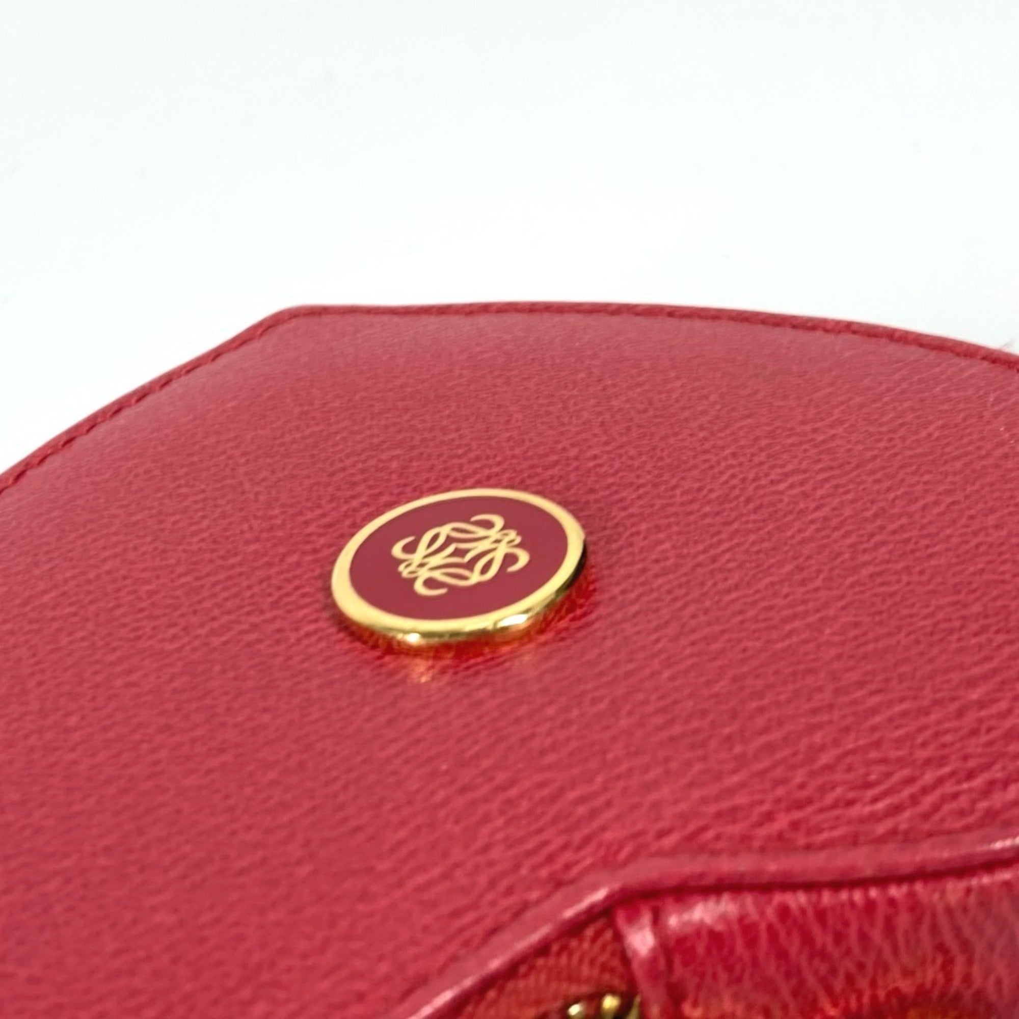 Loewe Red Color Leather Coin Purse/Coin Case (Pre-Owned)