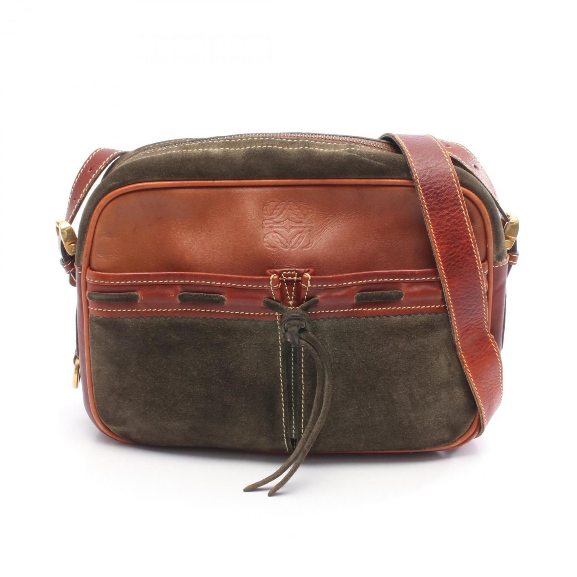 Loewe Brown Khaki Suede Leather Shoulder Bag (Pre-Owned)