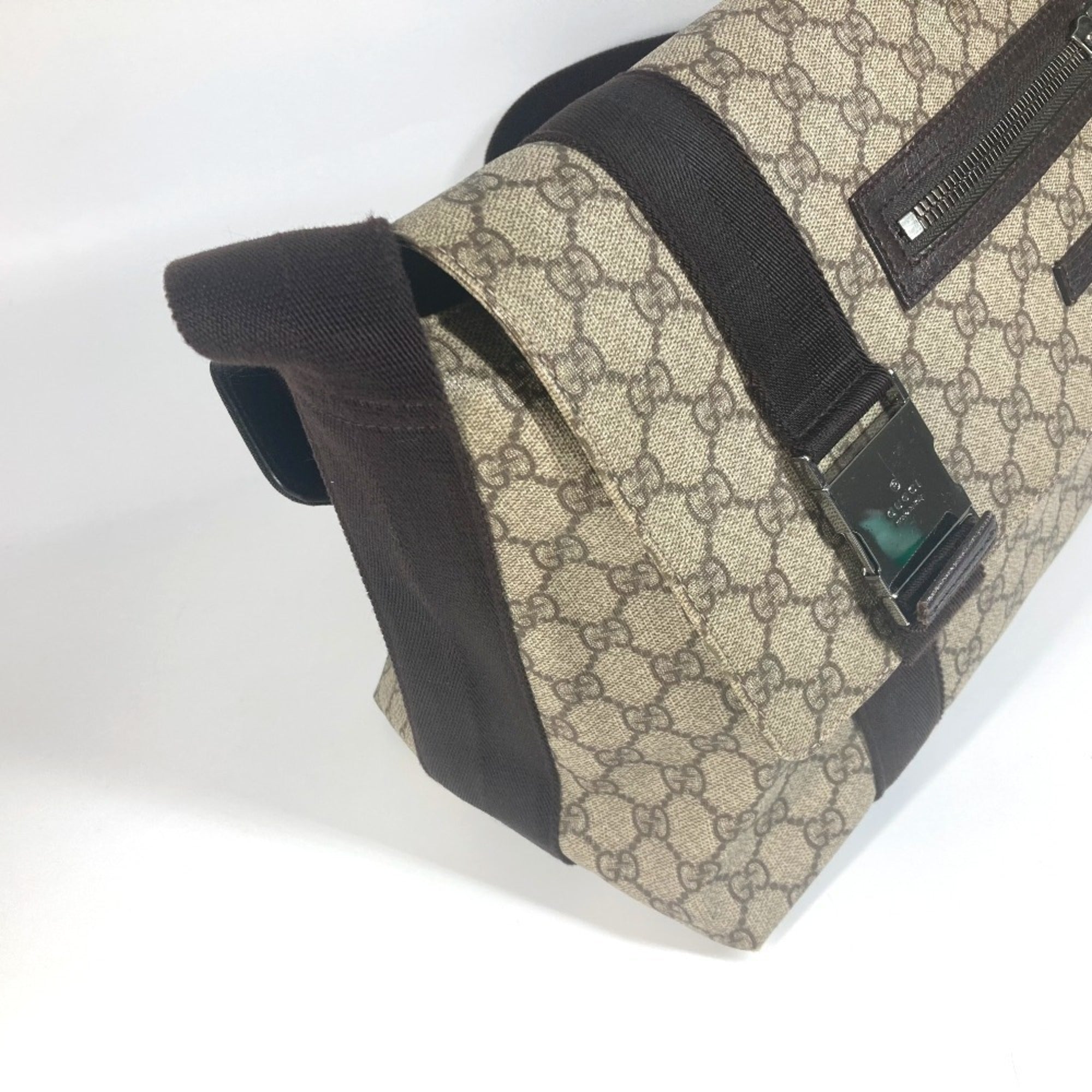 Gucci Gg Plus Beige Dark Brown Gg Supreme Leather Messenger Bag Shoulder Bag (Pre-Owned)