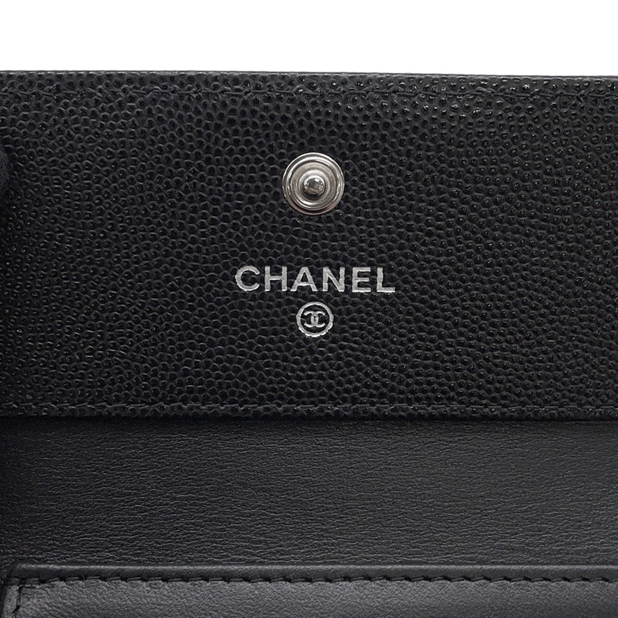 Chanel Matelasse Black Grained Calfskin Wallet (Tri-Fold) (Pre-Owned)