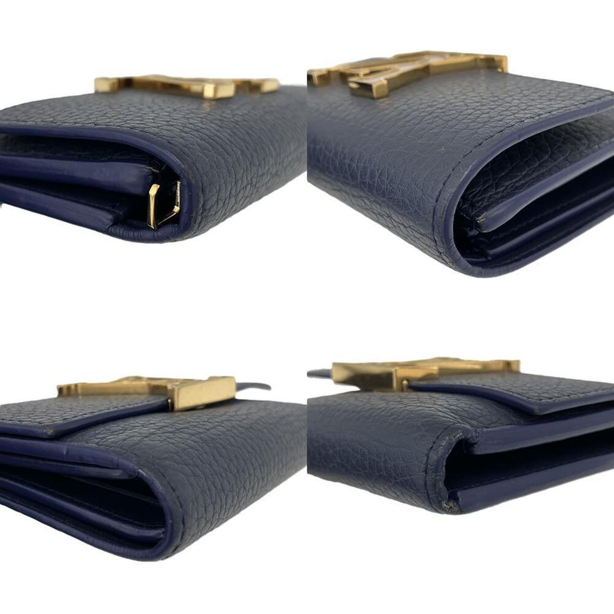 Louis Vuitton Navy Leather Wallet (Tri-Fold) (Pre-Owned)