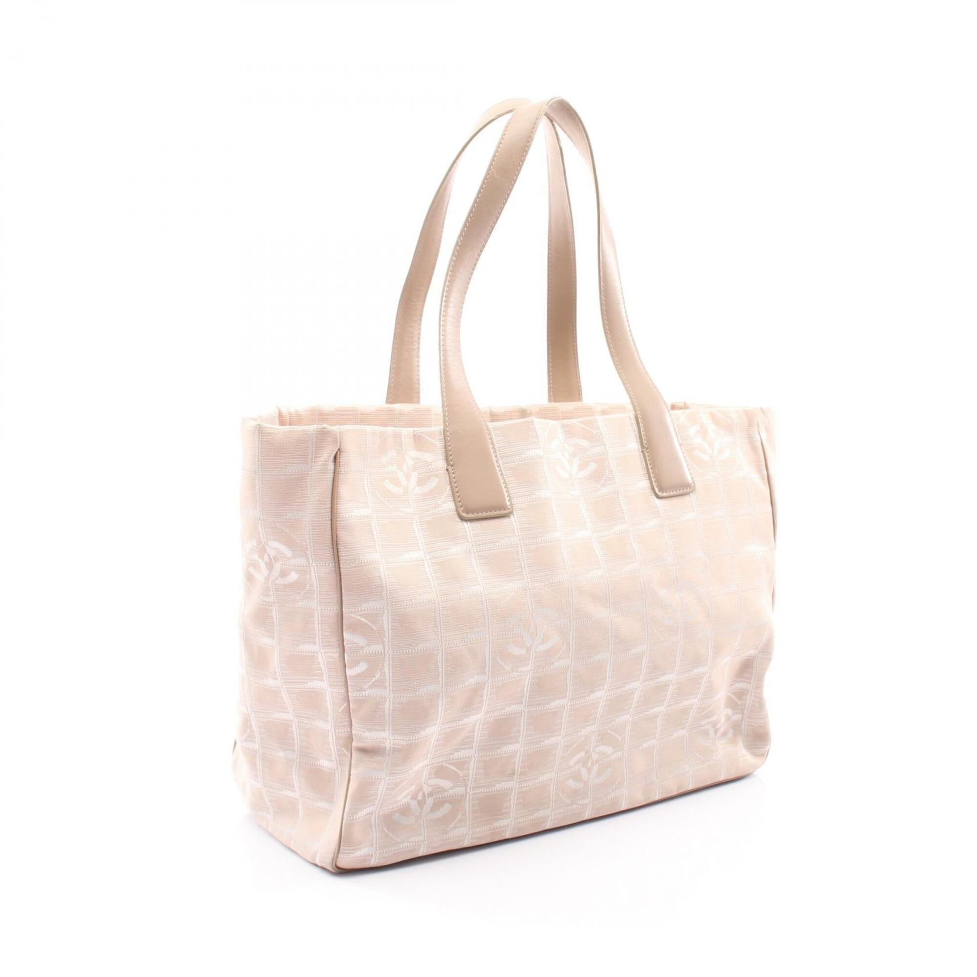 Chanel Pink Leather Nylon Canvas Handbag Tote Bag (Pre-Owned)