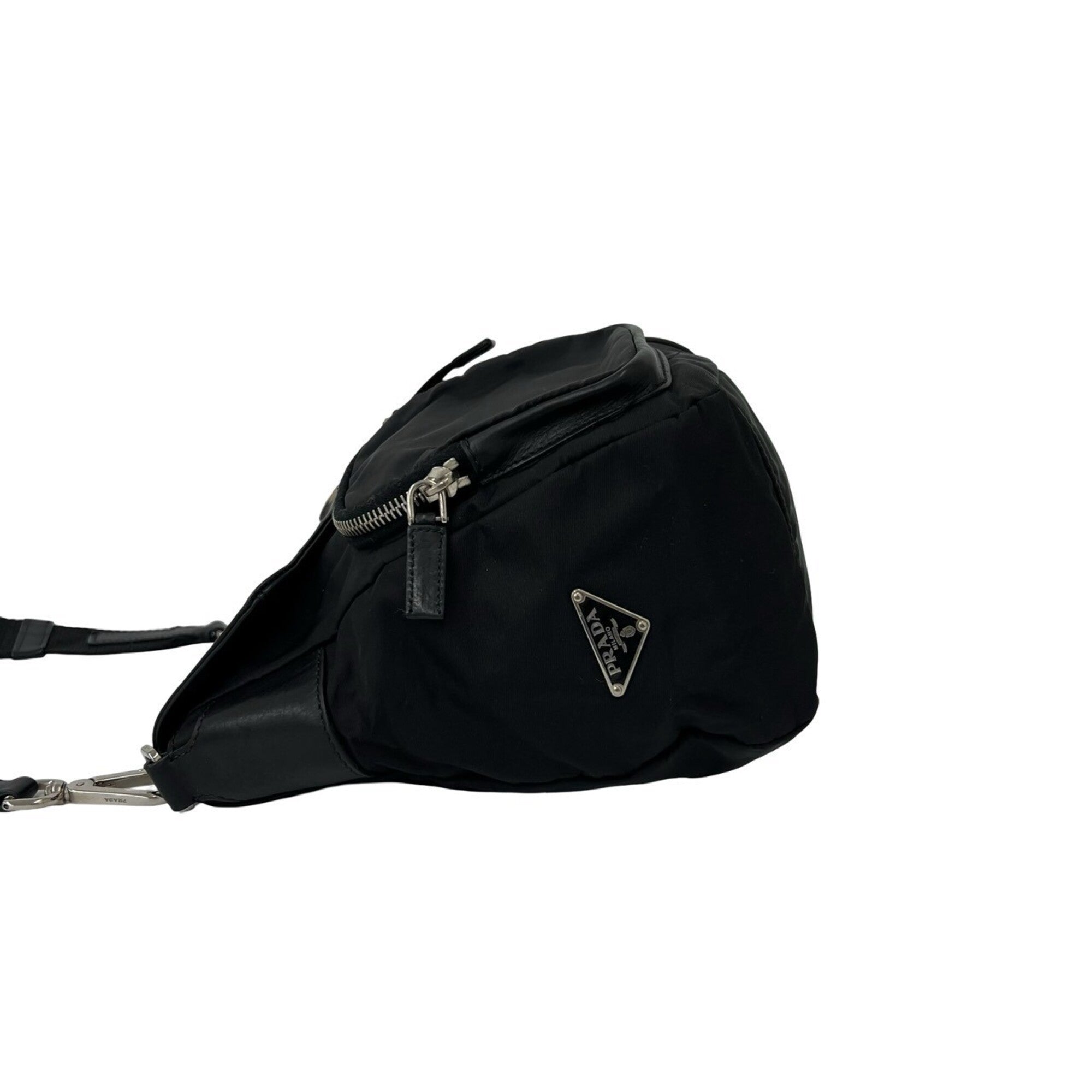 Prada Black Nylon Leather Crossbody Bag Shoulder Bag (Pre-Owned)