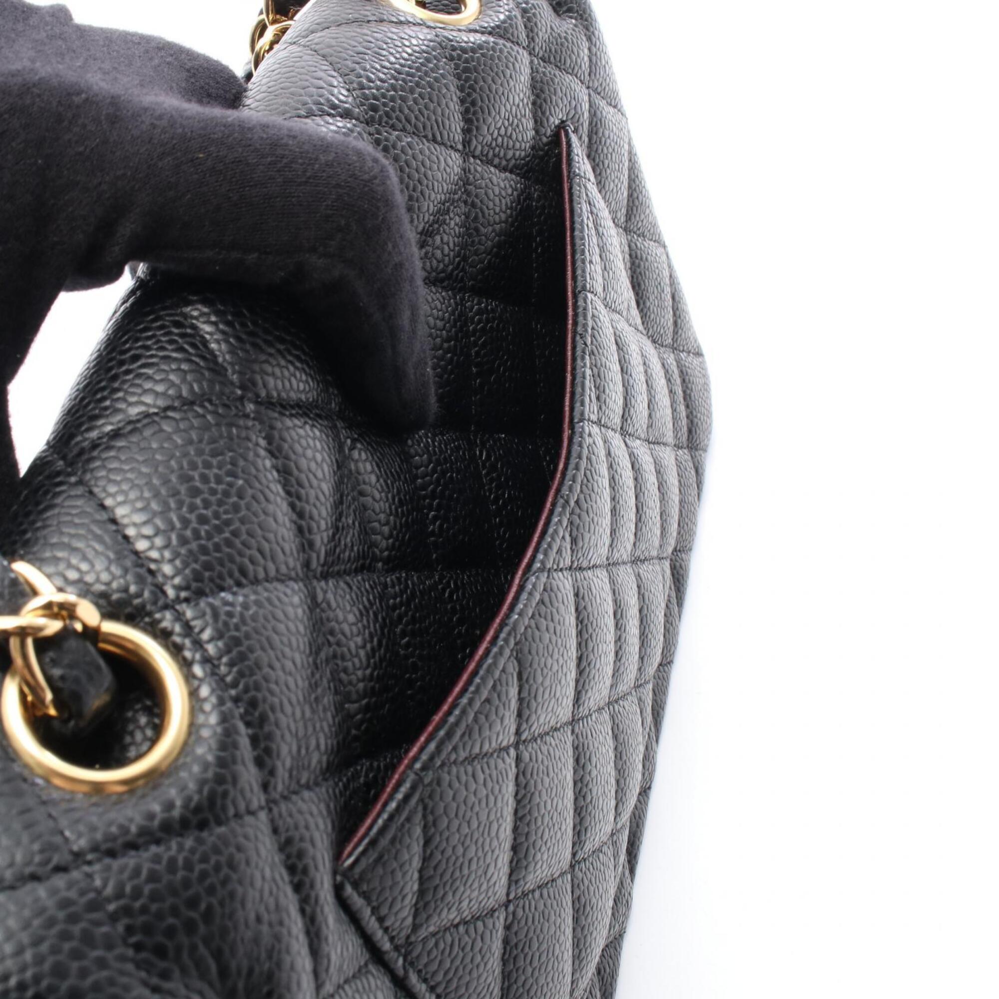 Chanel Black Leather Handbag Shoulder Bag (Pre-Owned)