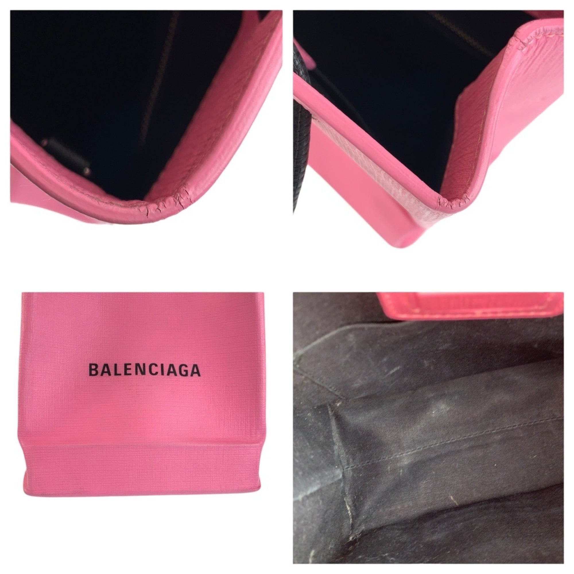 Balenciaga Black Pink Leather Shoulder Bag Tote Bag (Pre-Owned)