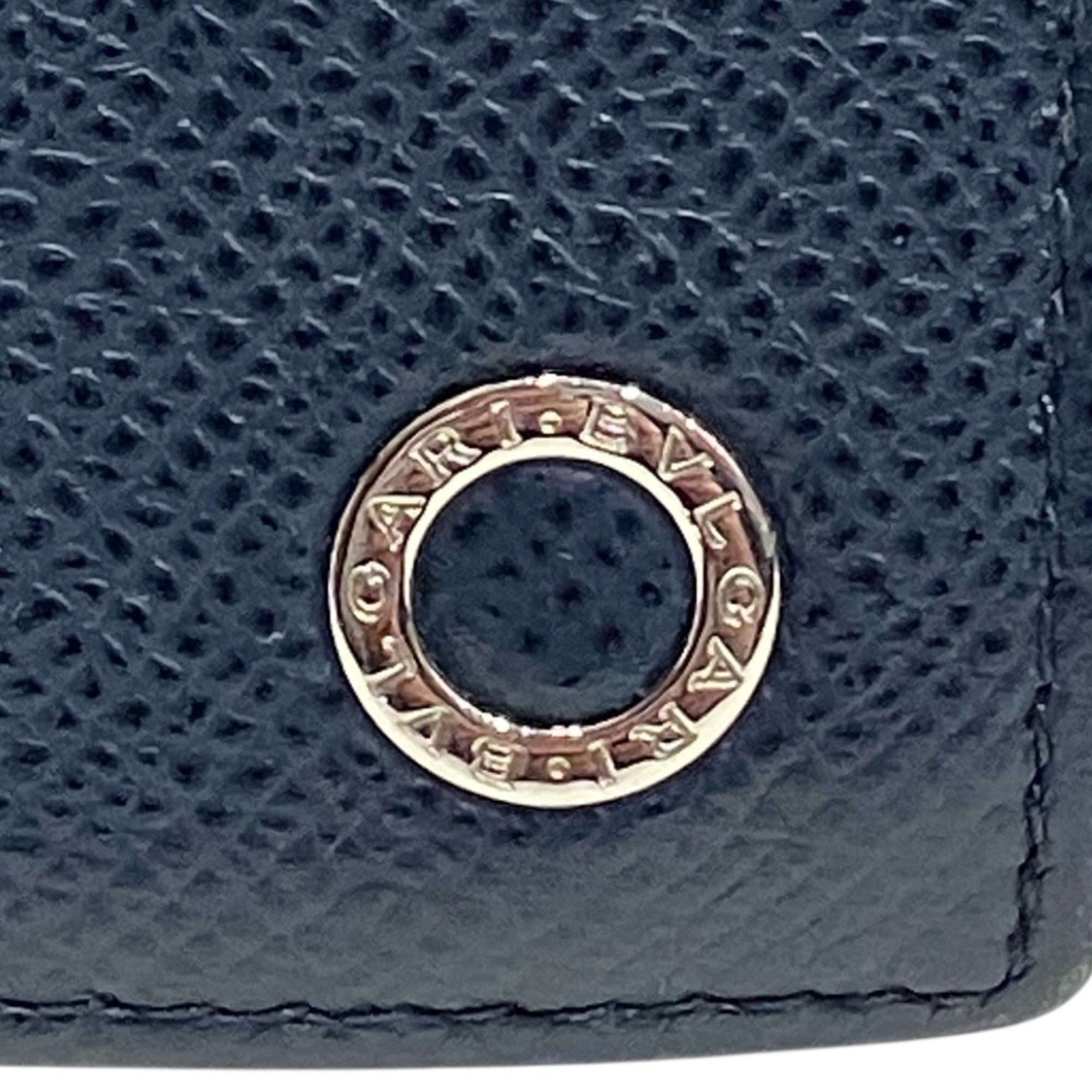 Bvlgari Navy Leather Long Wallet (Bi-Fold) (Pre-Owned)