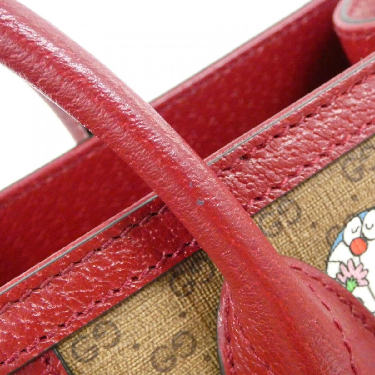 Gucci Beige Cherry Red Gg Supreme Handbag (Pre-Owned)