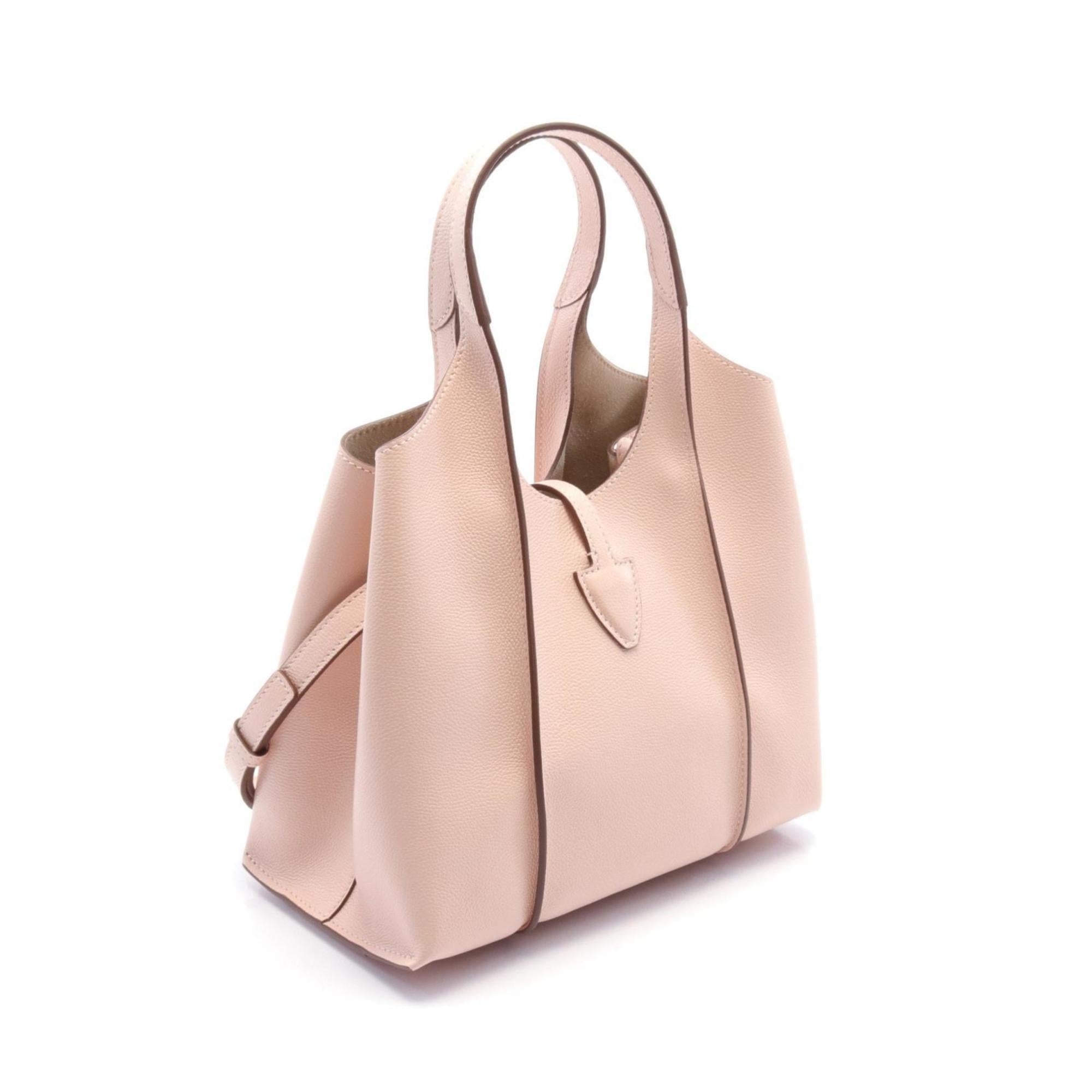 Tod's Pink Leather Handbag Shopping Bag