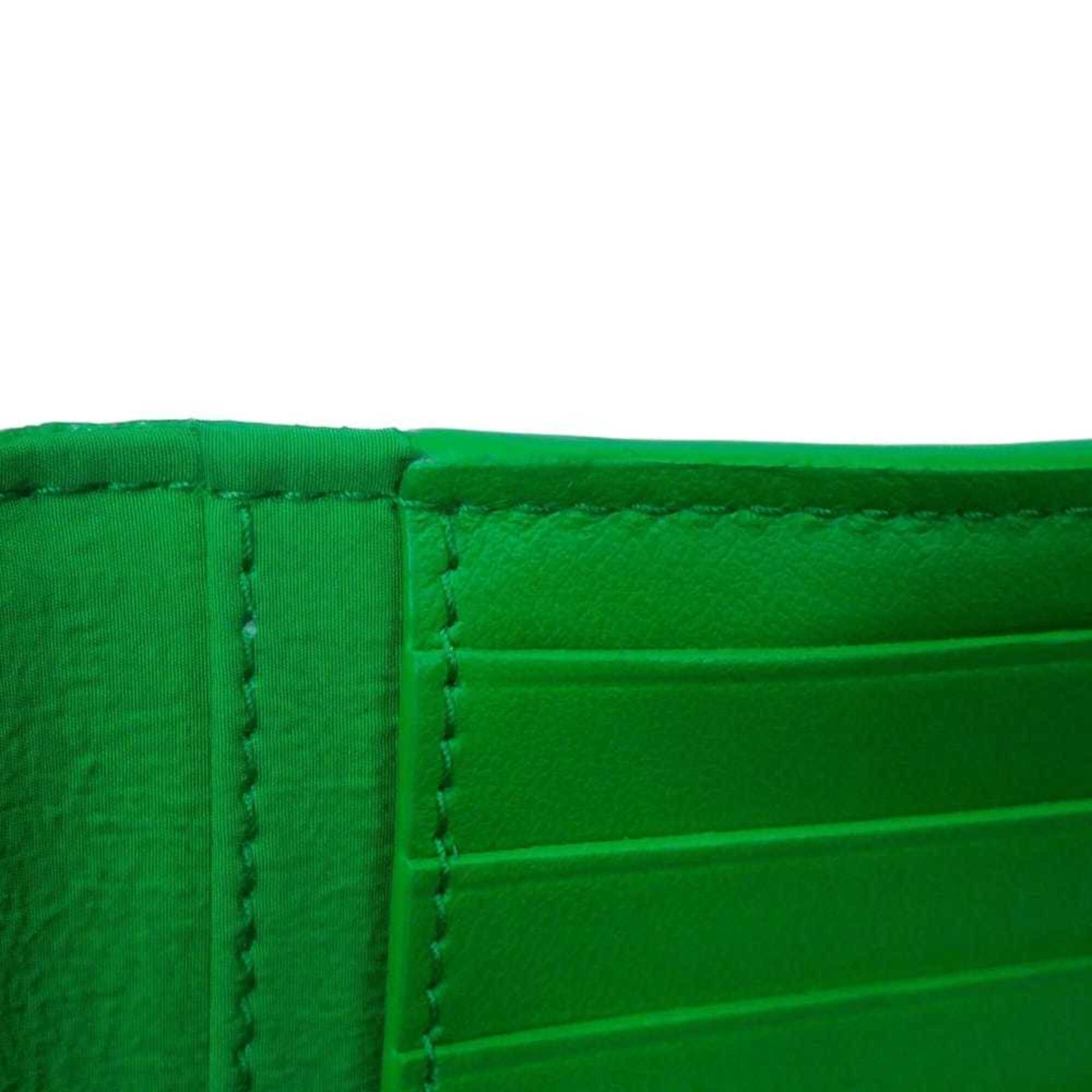 Bottega Veneta Green Leather Long Wallet (Bi-Fold) (Pre-Owned)