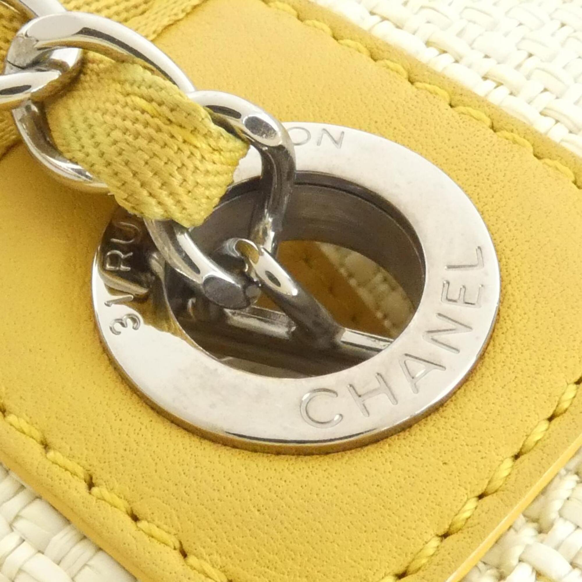 Chanel Beige Ivory Yellow Nylon Canvas Handbag (Pre-Owned)