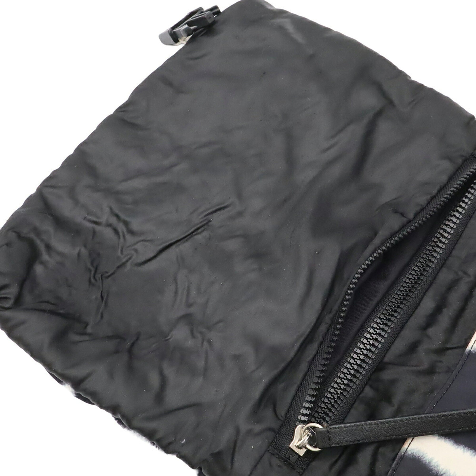 Chanel Sport Black White Nylon Leather Handbag Shoulder Bag (Pre-Owned)