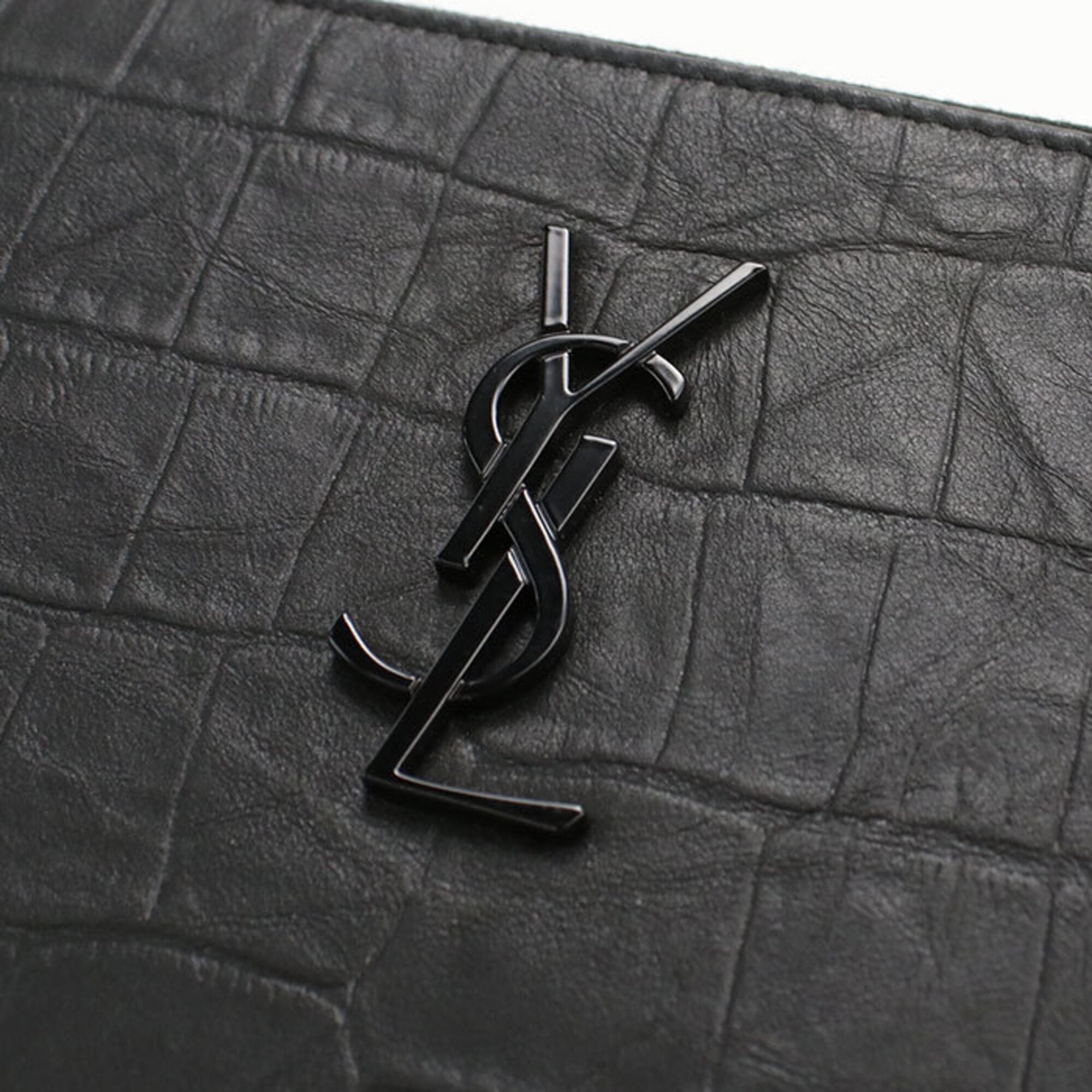 Saint Laurent Black Leather Clutch Bag (Pre-Owned)