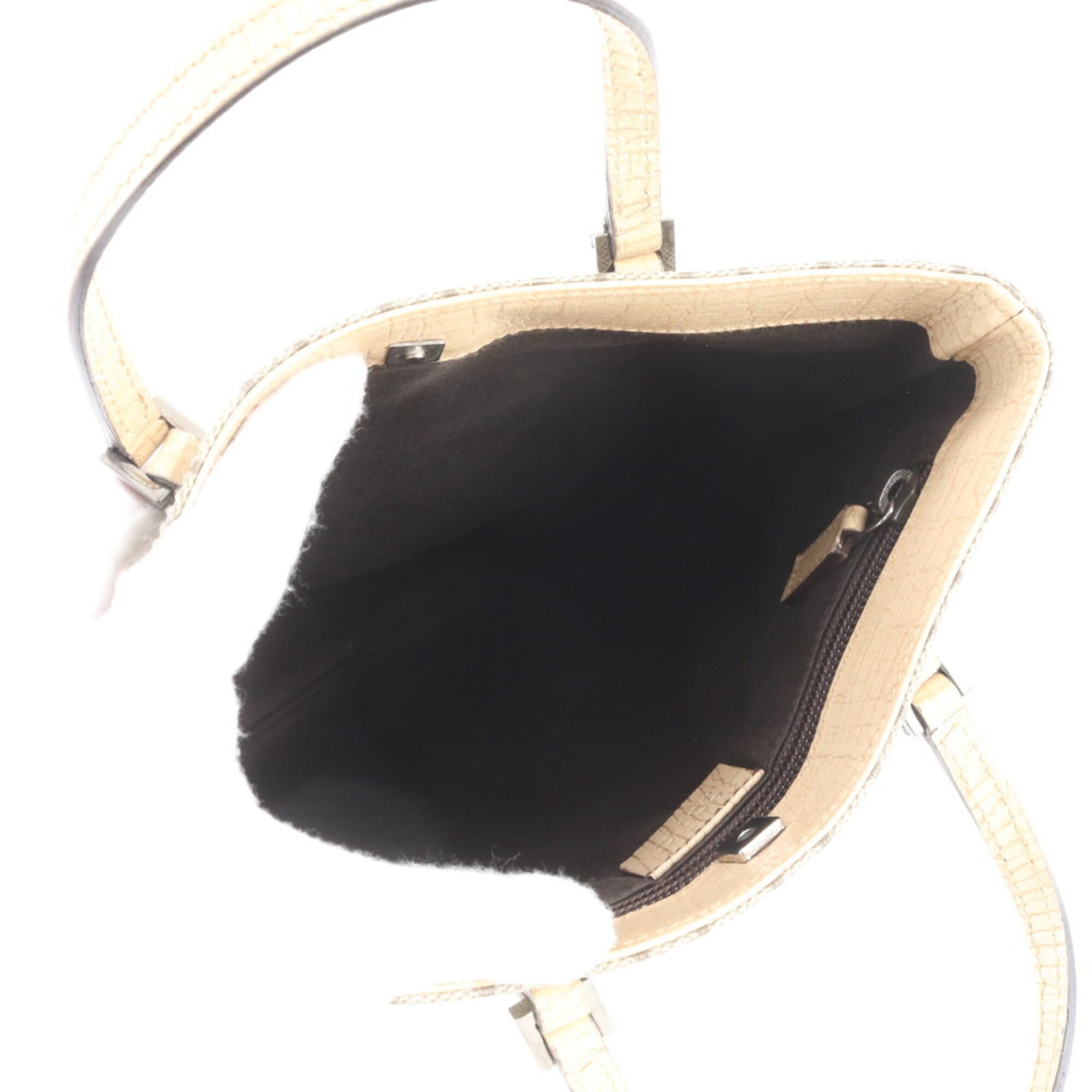 Gucci Beige Leather Coated Canvas Handbag Shoulder Bag Tote Bag (Pre-Owned)