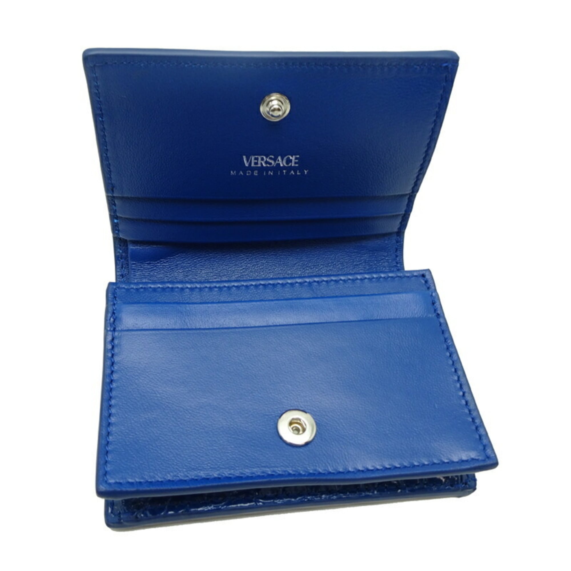 Versace Blue Leather Wallet (Bi-Fold) (Pre-Owned)