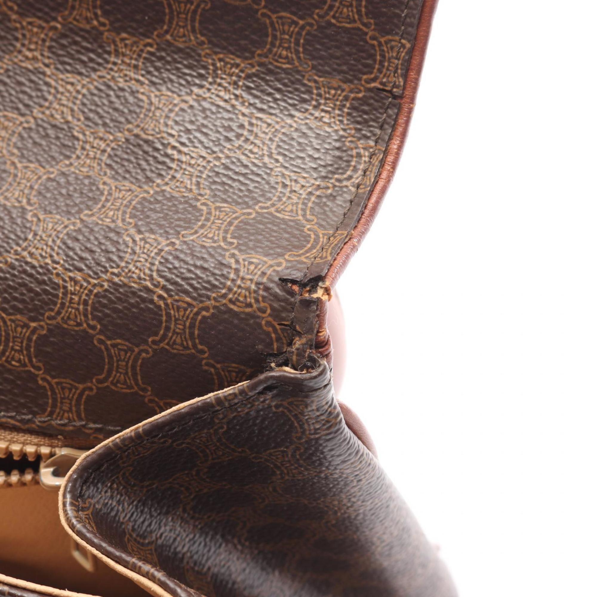 Celine Brown Coated Canvas Leather Handbag (Pre-Owned)