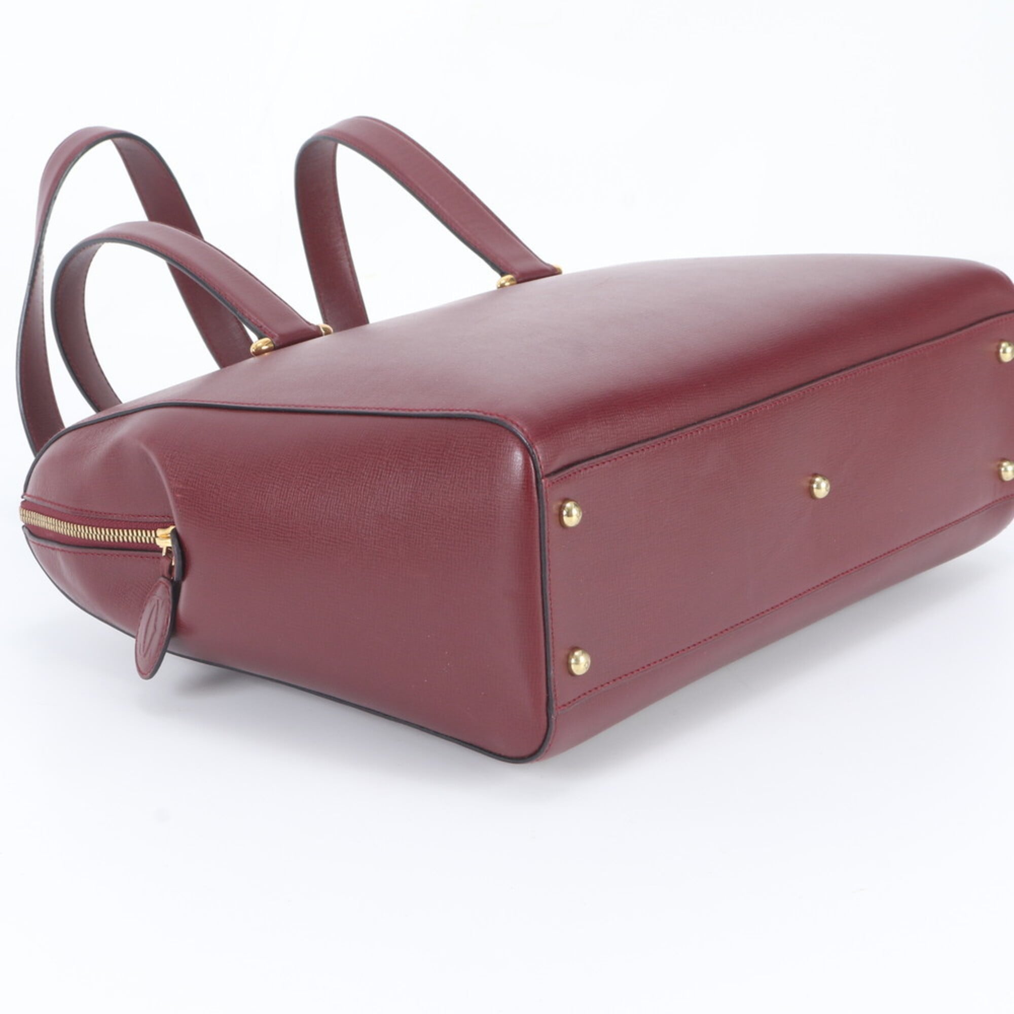Cartier Must Wine Red Leather Handbag Tote Bag (Pre-Owned)