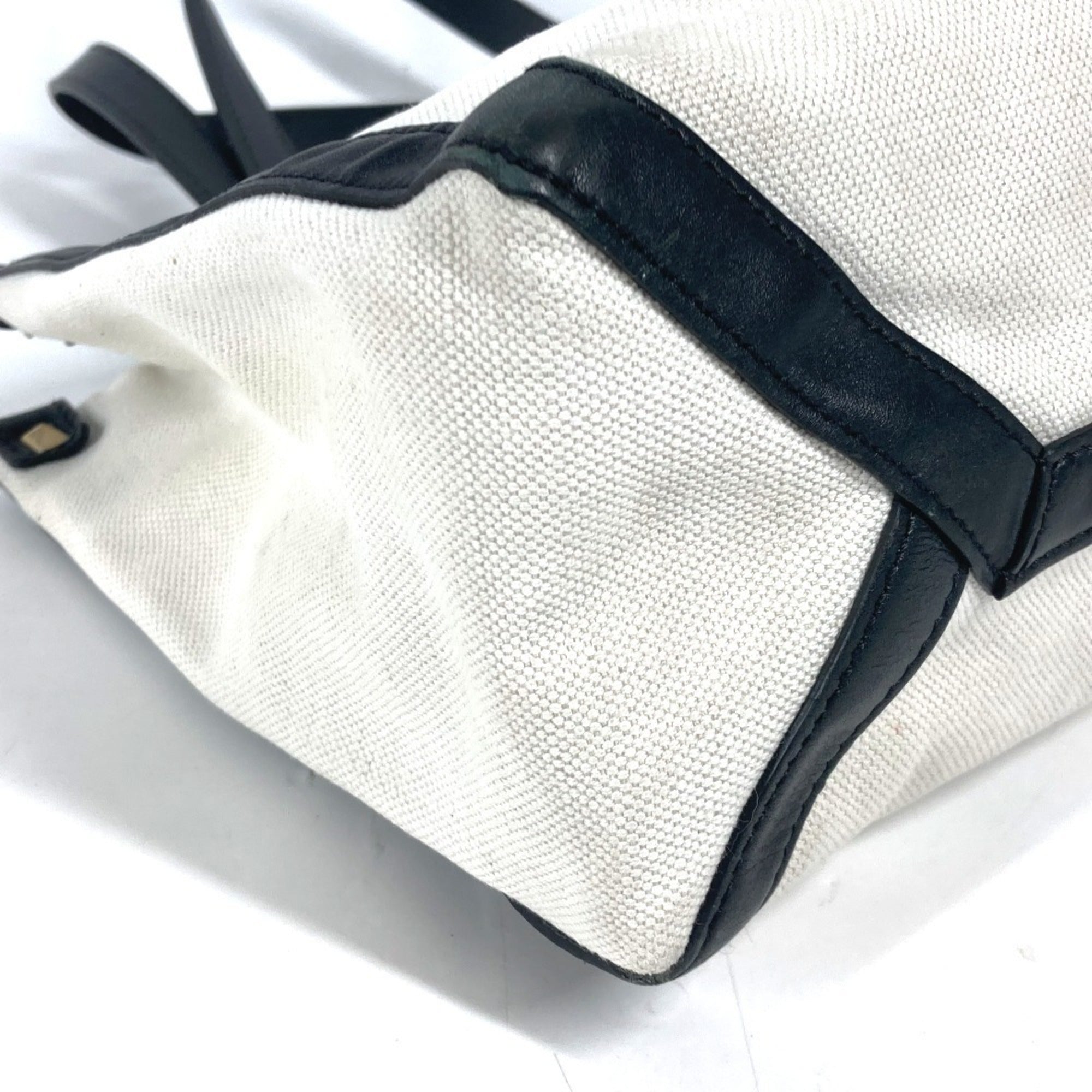 Valentino Black White Canvas Shoulder Bag Tote Bag (Pre-Owned)