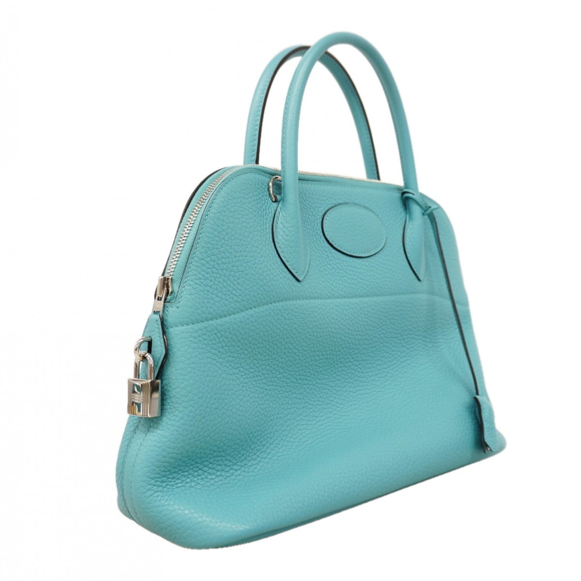 Hermes Blue Atoll Taurillon Clemence Leather Handbag (Pre-Owned)