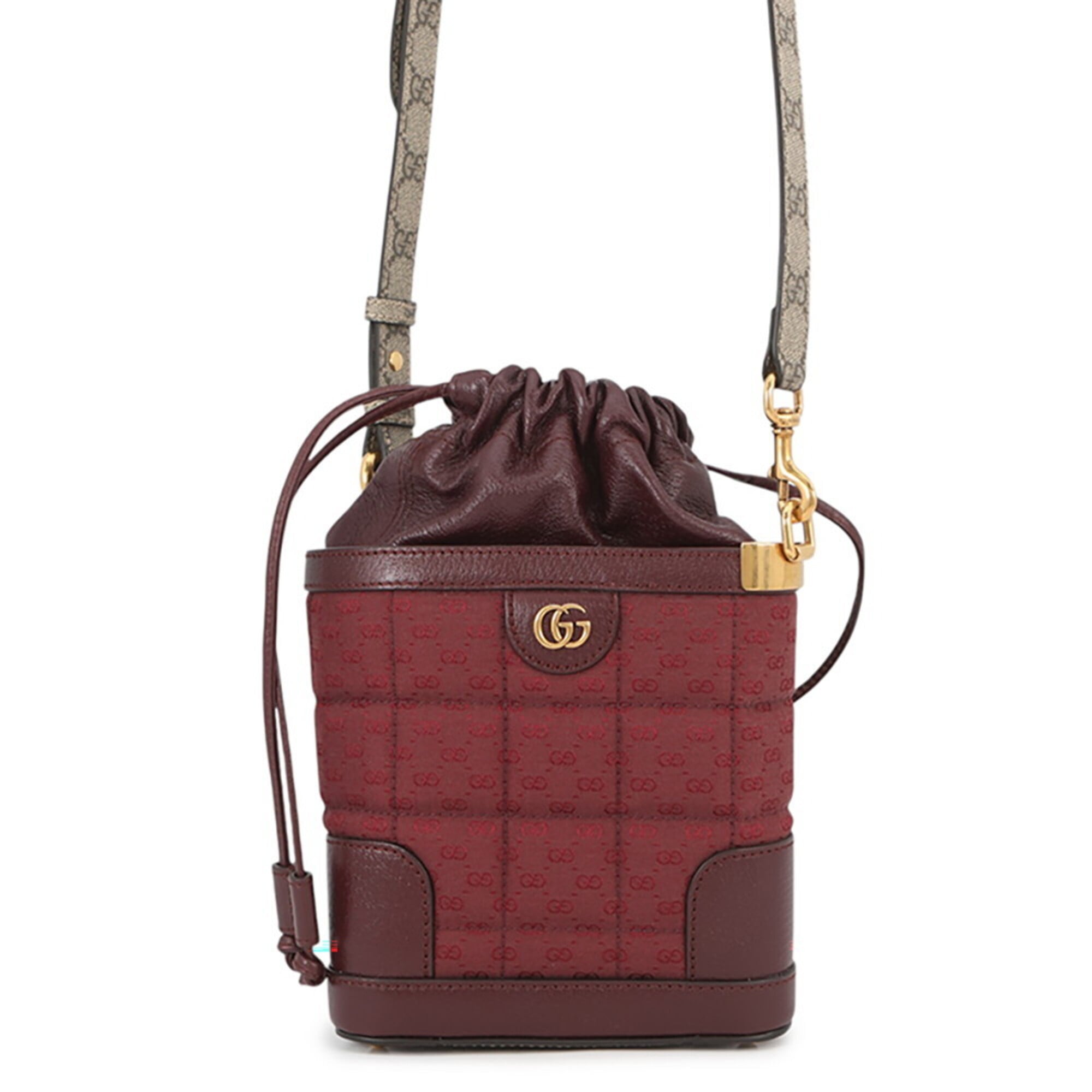 Gucci Bordeaux Gg Supreme Canvas Leather Shoulder Bag (Pre-Owned)