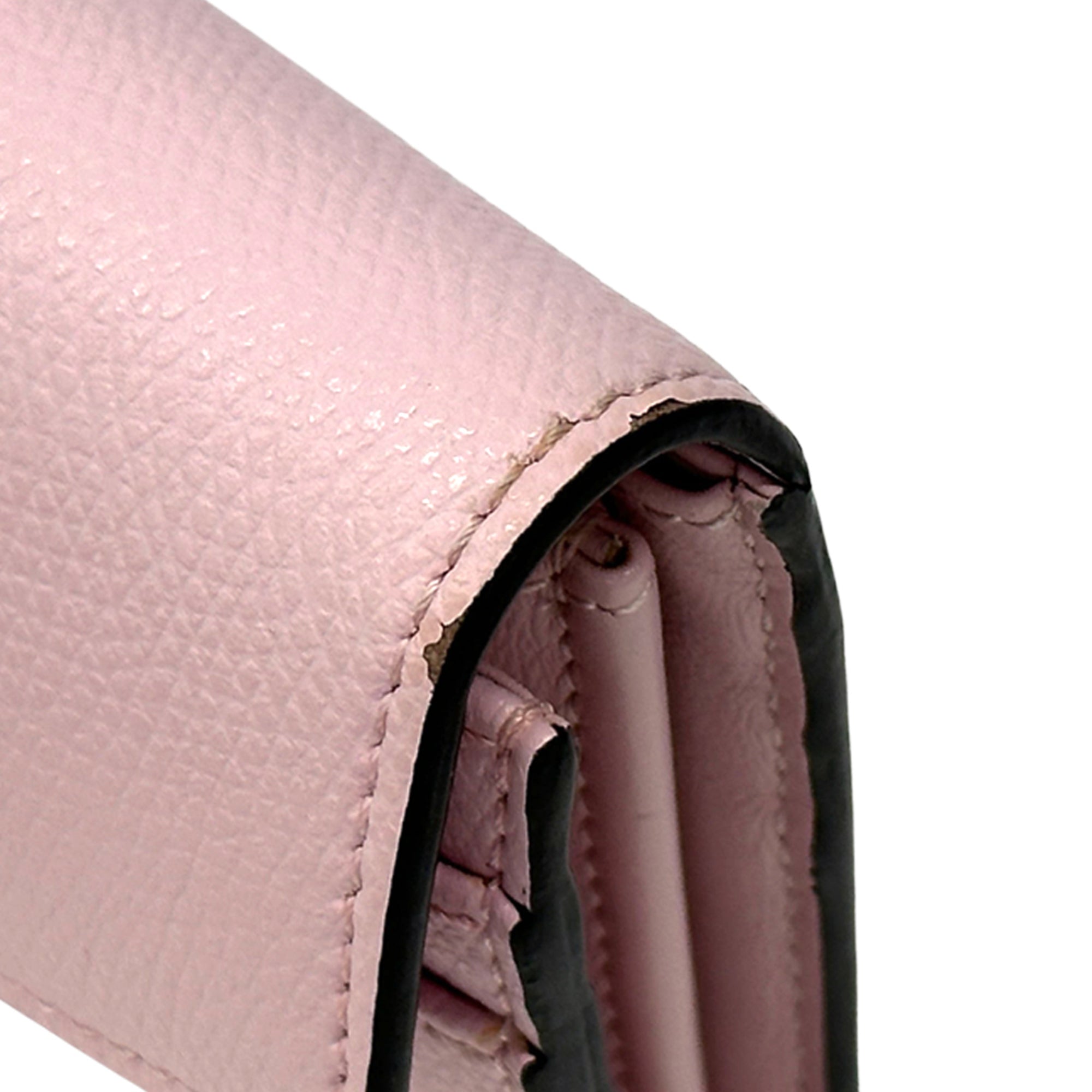 Fendi Gold Pink Leather Long Wallet (Bi-Fold) (Pre-Owned)