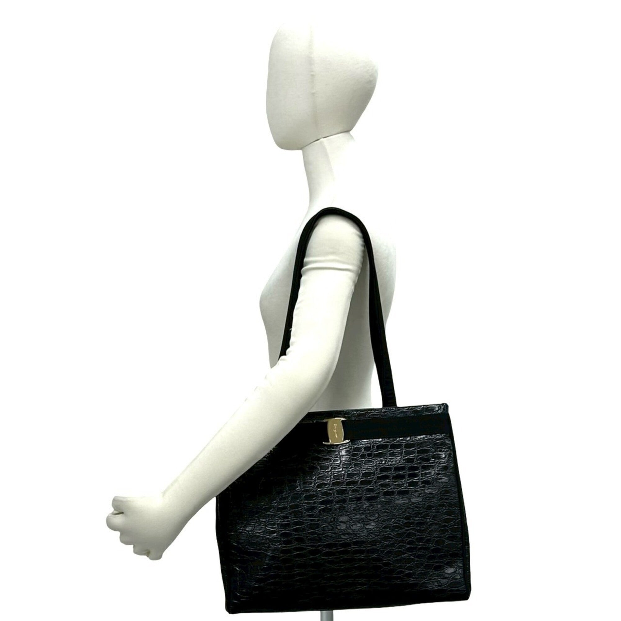 Salvatore Ferragamo Black Leather Tote Bag (Pre-Owned)