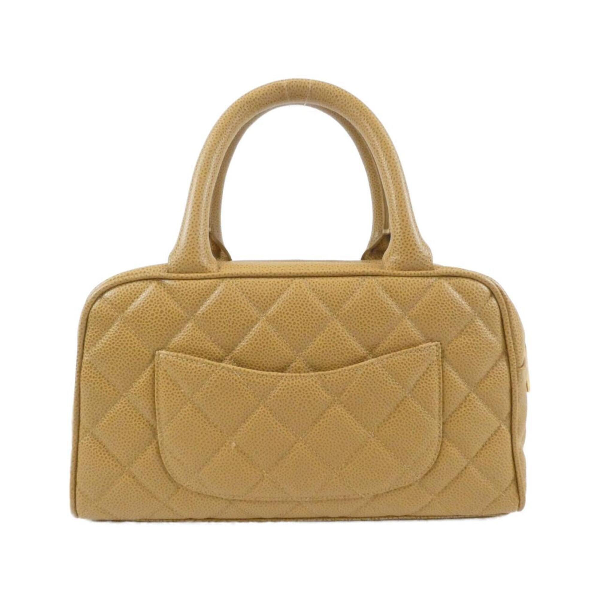 Chanel Beige Sand Grained Calfskin Boston Bag (Pre-Owned)