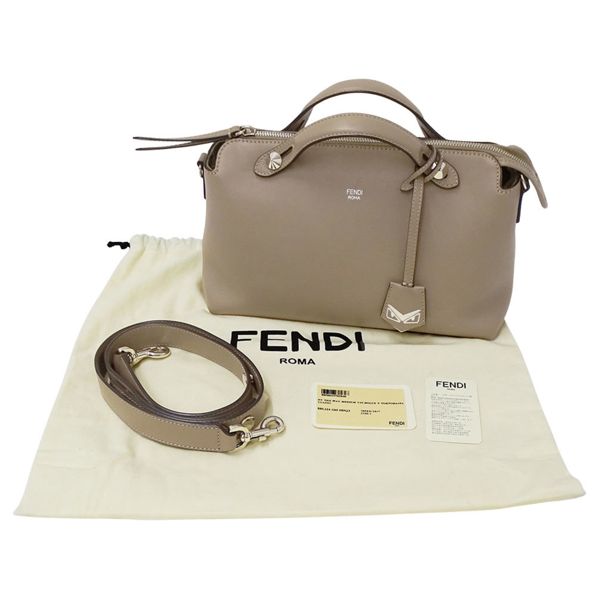 Fendi Grayish Leather Handbag Shoulder Bag (Pre-Owned)