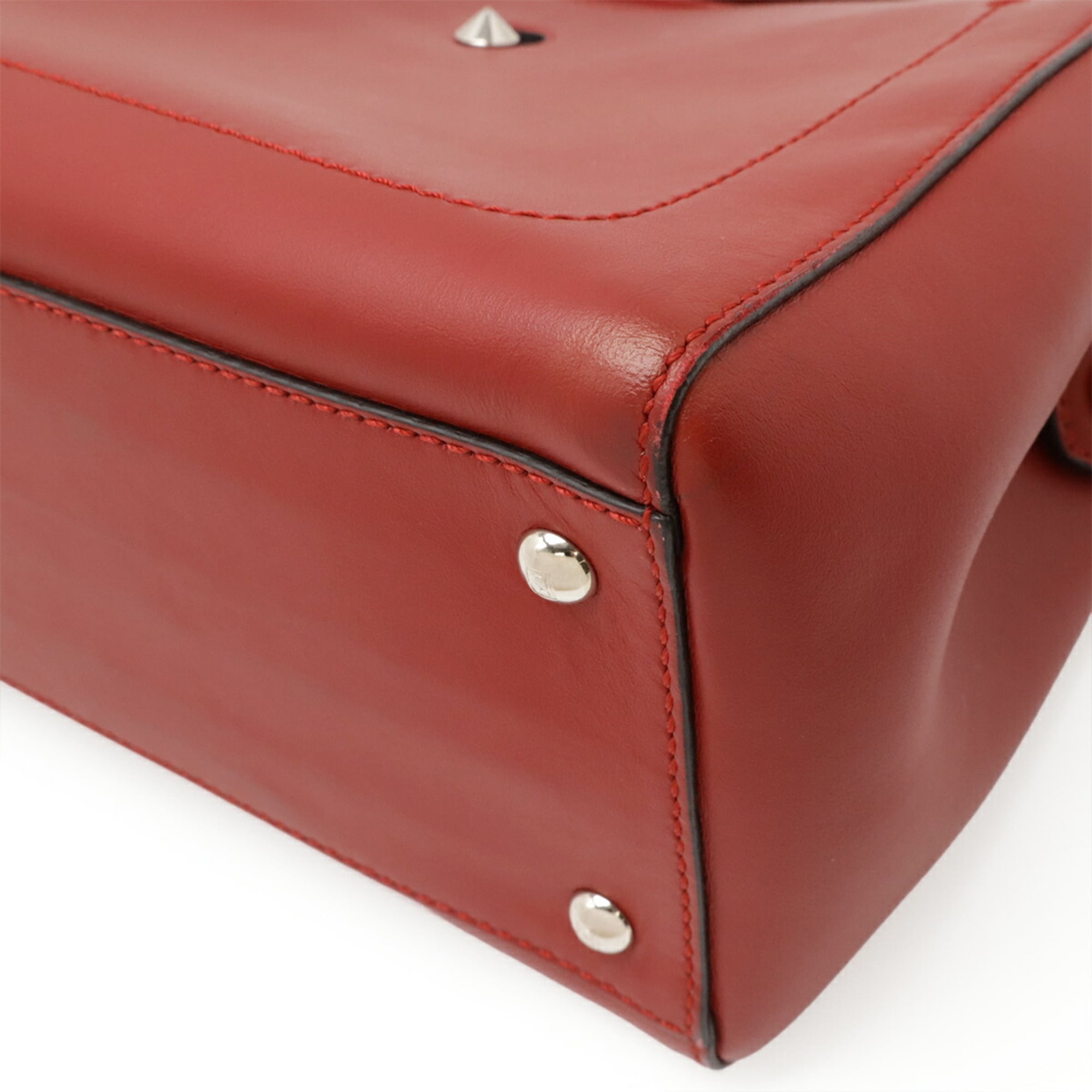 Fendi Red Color Leather Handbag Shoulder Bag (Pre-Owned)