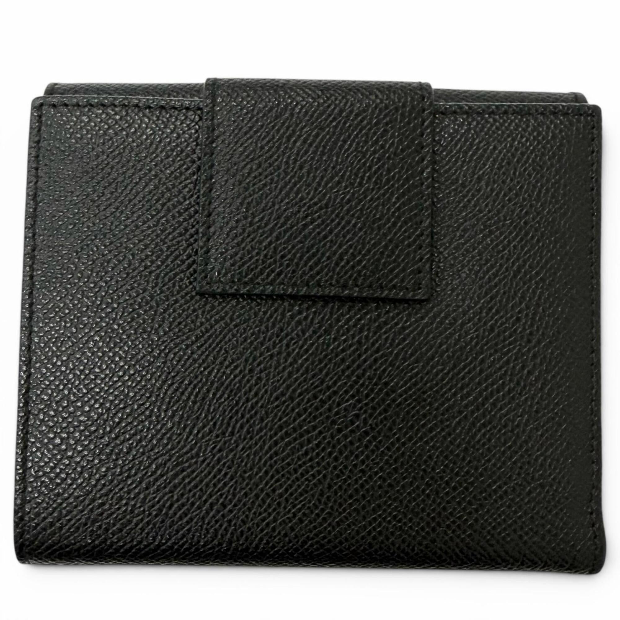 Bvlgari Silver Black Leather Wallet (Bi-Fold) (Pre-Owned)
