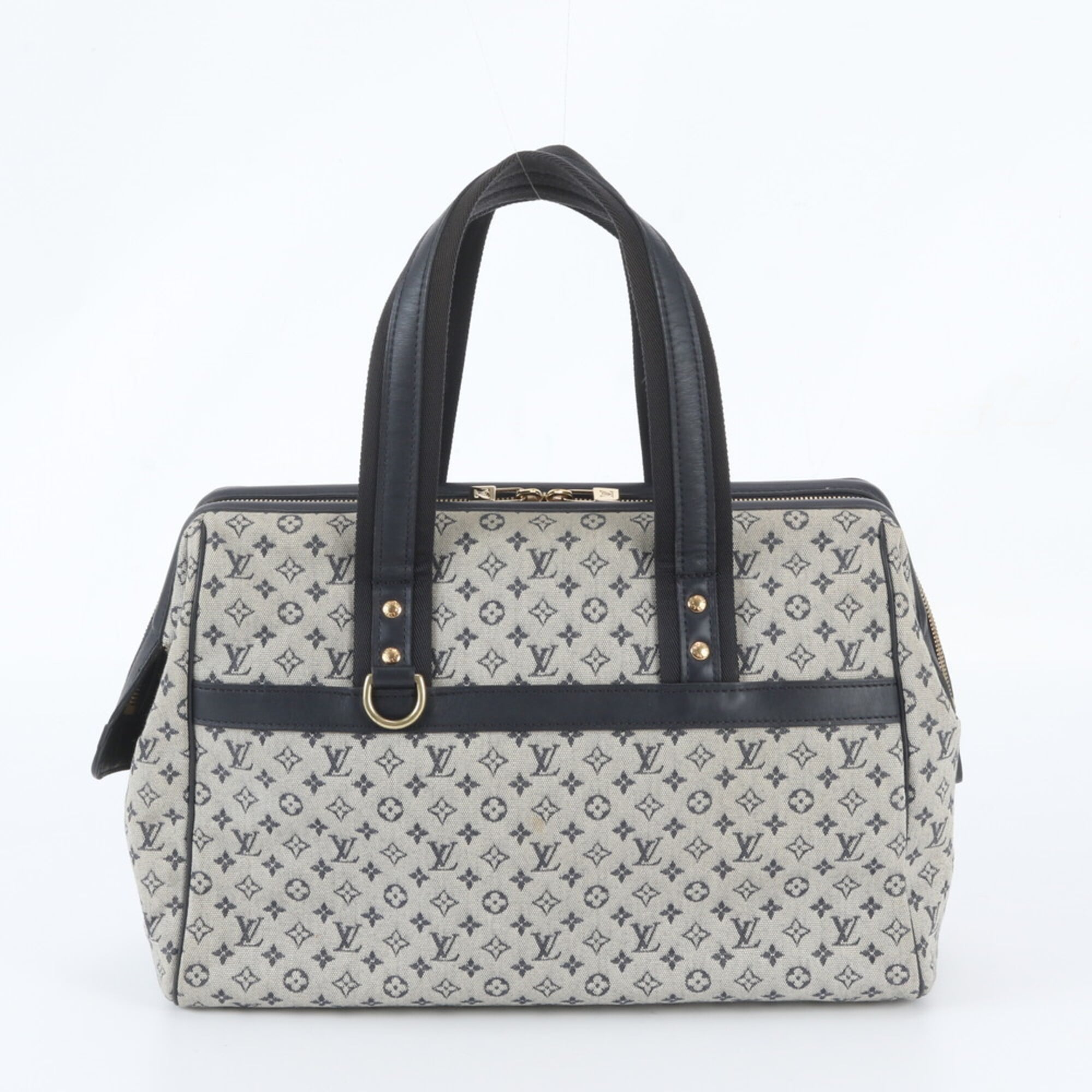 Louis Vuitton Blue Leather Canvas Handbag Shoulder Bag Tote Bag (Pre-Owned)
