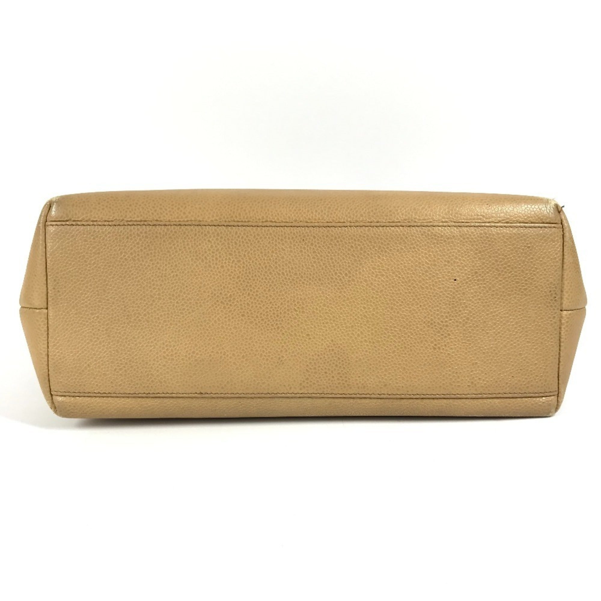 Chanel Beige Grained Calfskin Shoulder Bag Tote Bag (Pre-Owned)