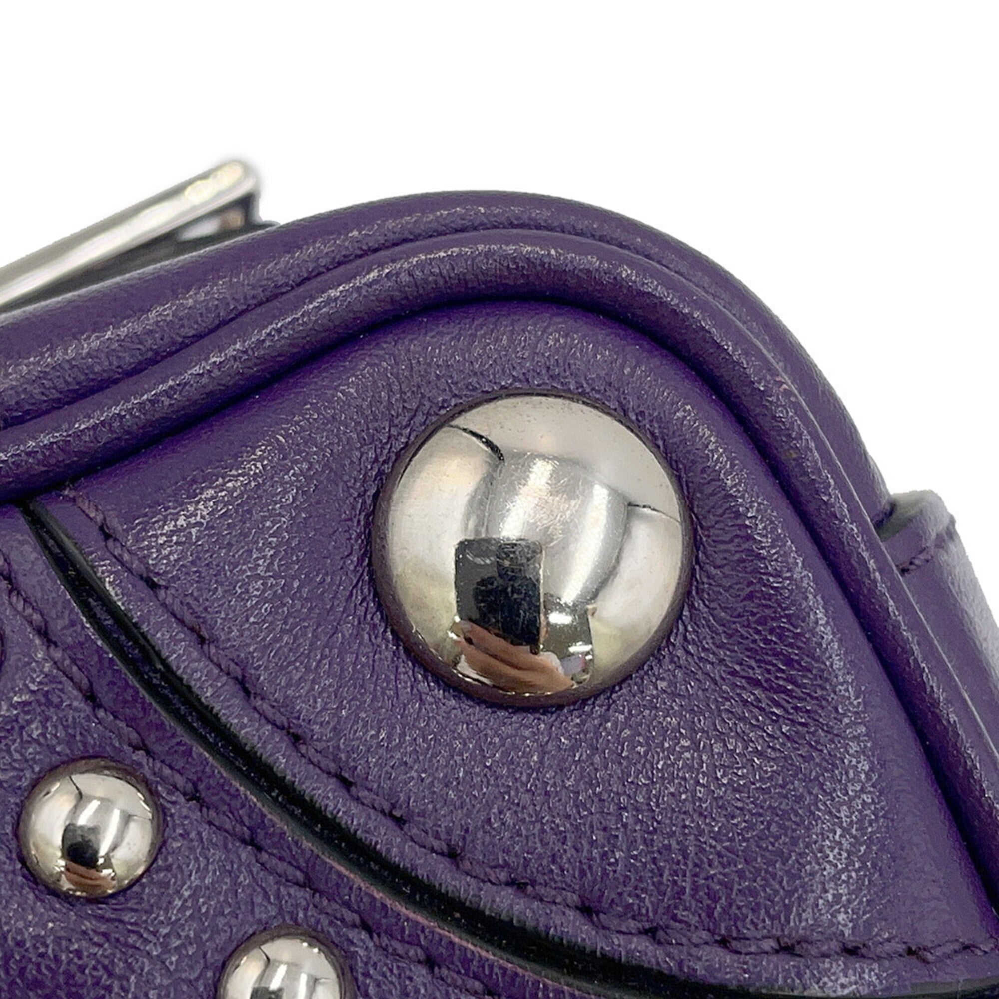 Prada Purple Leather Handbag Shoulder Bag (Pre-Owned)