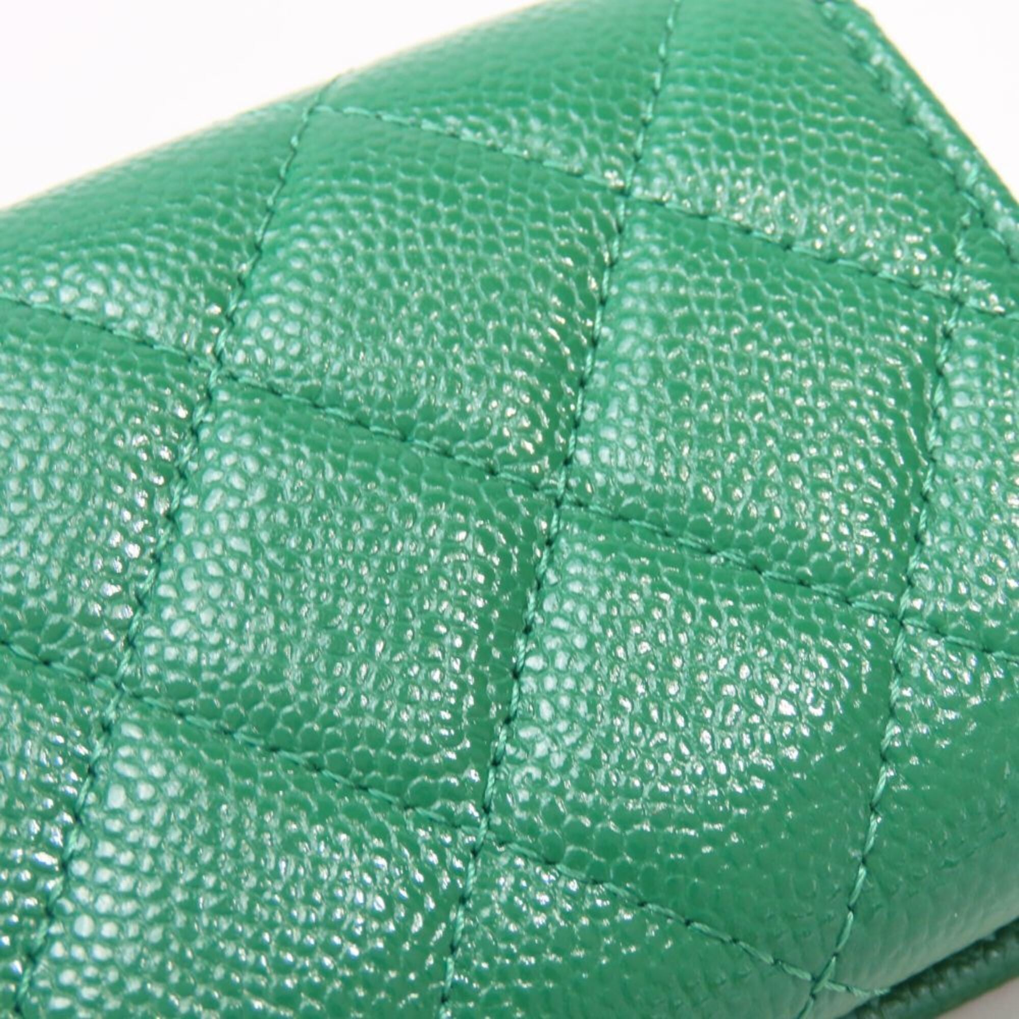 Chanel Green Grained Calfskin Wallet (Tri-Fold) (Pre-Owned)