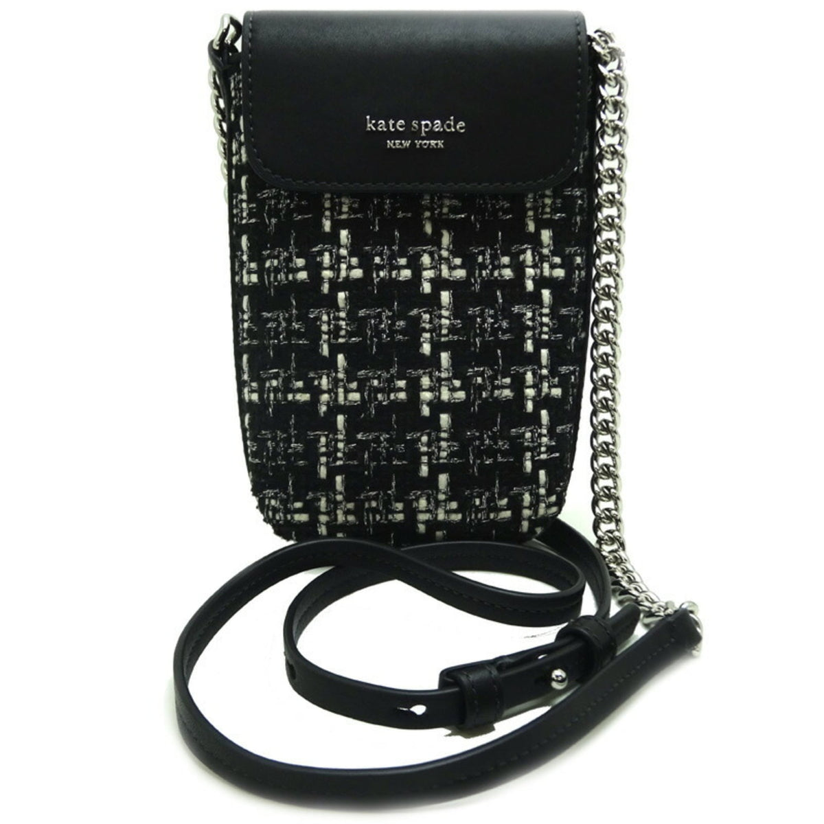 Kate Spade Black White Tweed Leather Shoulder Bag (Pre-Owned)