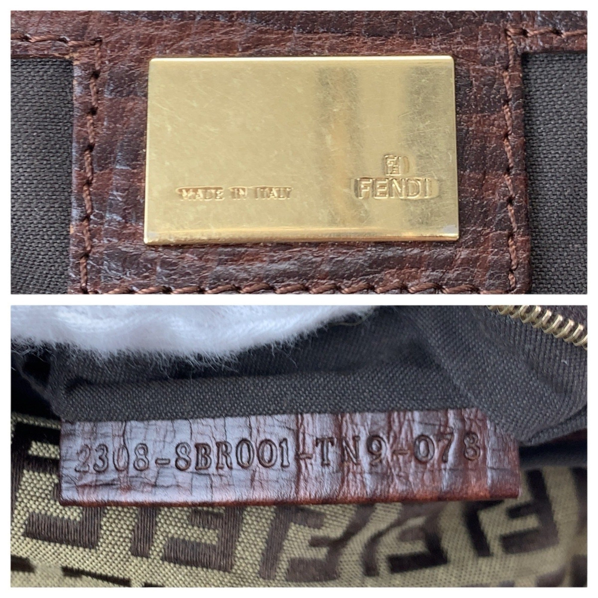 Fendi Brown Canvas Leather Handbag Shoulder Bag (Pre-Owned)