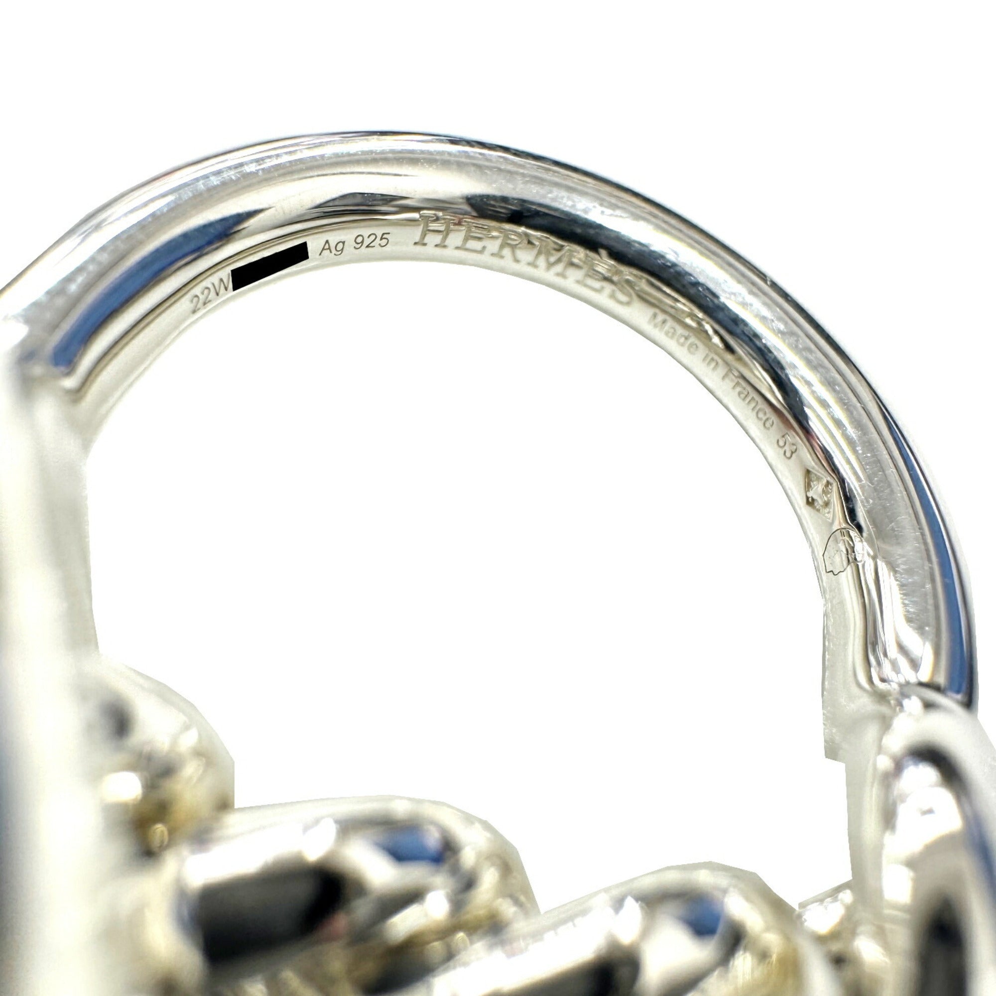 Hermes Silver Silver 925 Band Ring (Pre-Owned)